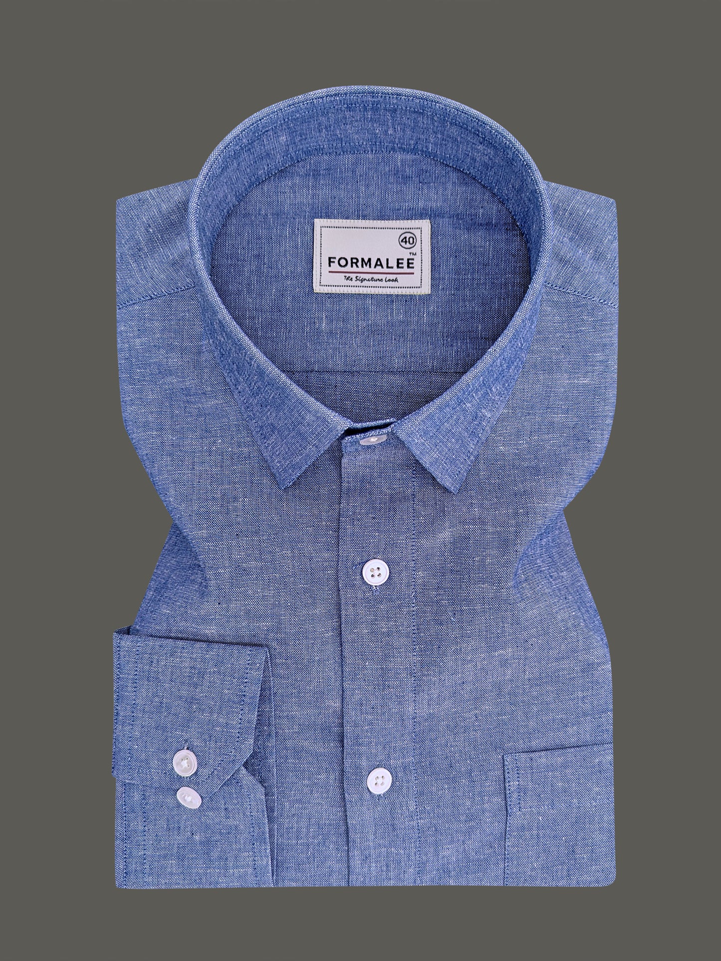 Premium Linen Cotton Urbino Antique Denim Blue Formal Shirt