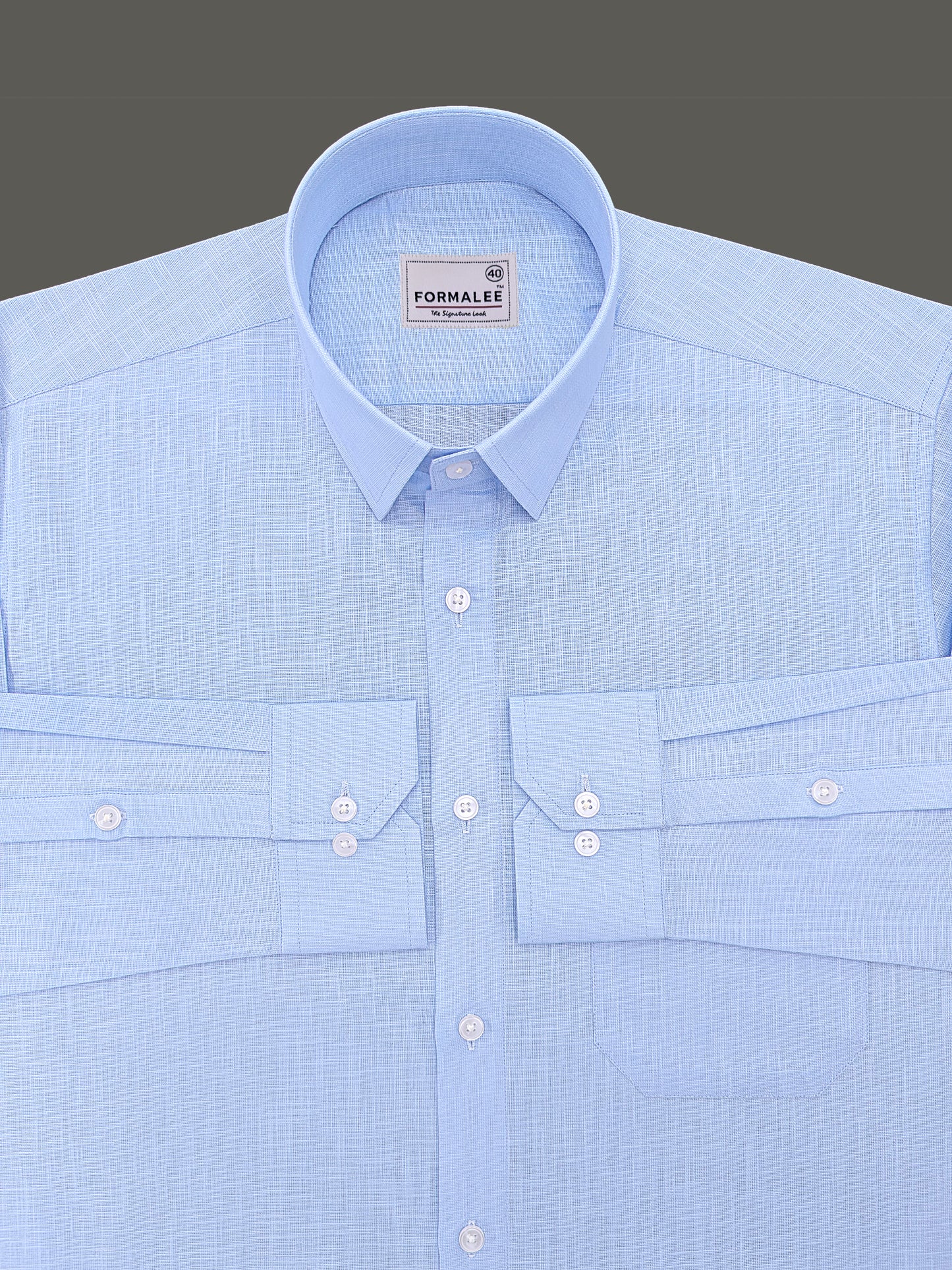 Luxurious French Linen Sky Blue Formal Shirt