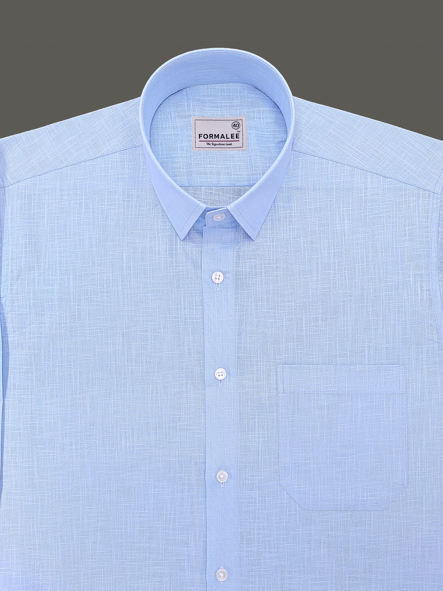 Luxurious French Linen Sky Blue Formal Shirt