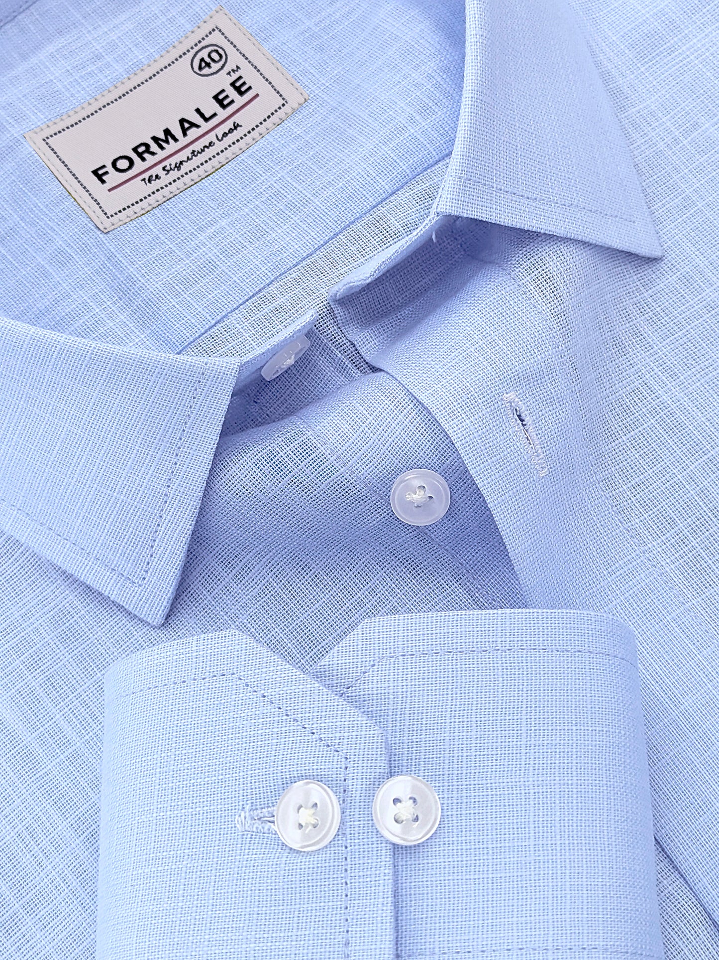 Luxurious French Linen Sky Blue Formal Shirt