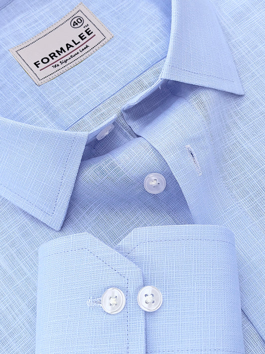 Luxurious French Linen Sky Blue Formal Shirt