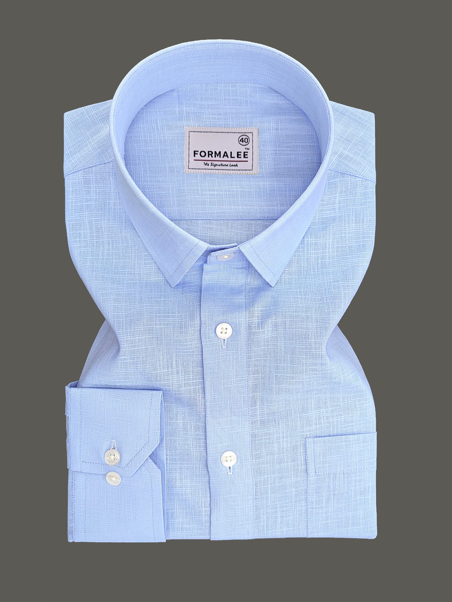 Luxurious French Linen Sky Blue Formal Shirt