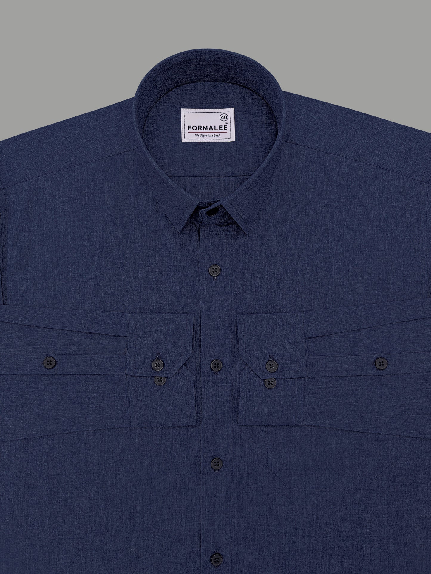 Finest Cotton Urbino Dark Denim Blue Formal Shirt