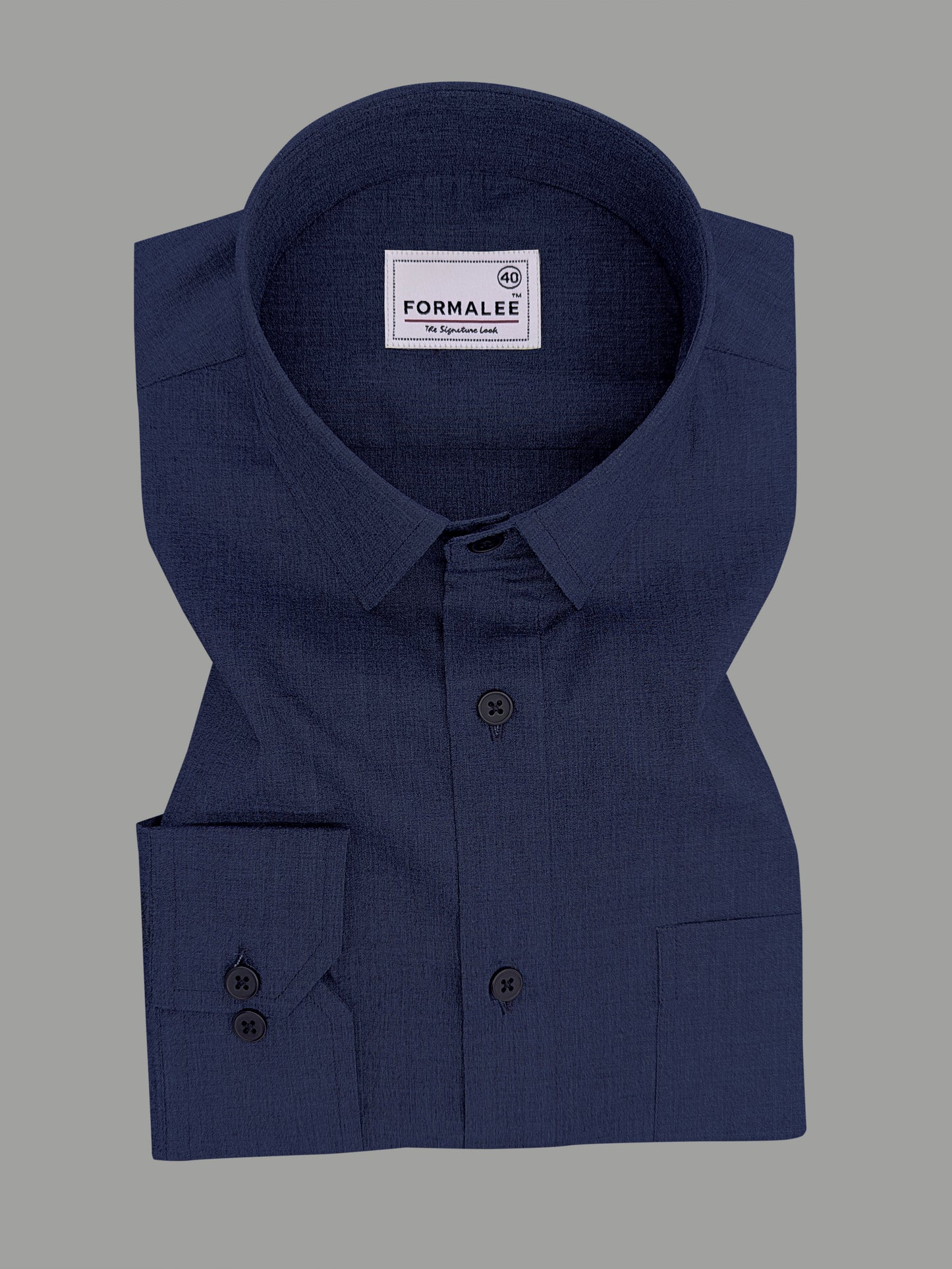 Finest Cotton Urbino Dark Denim Blue Formal Shirt