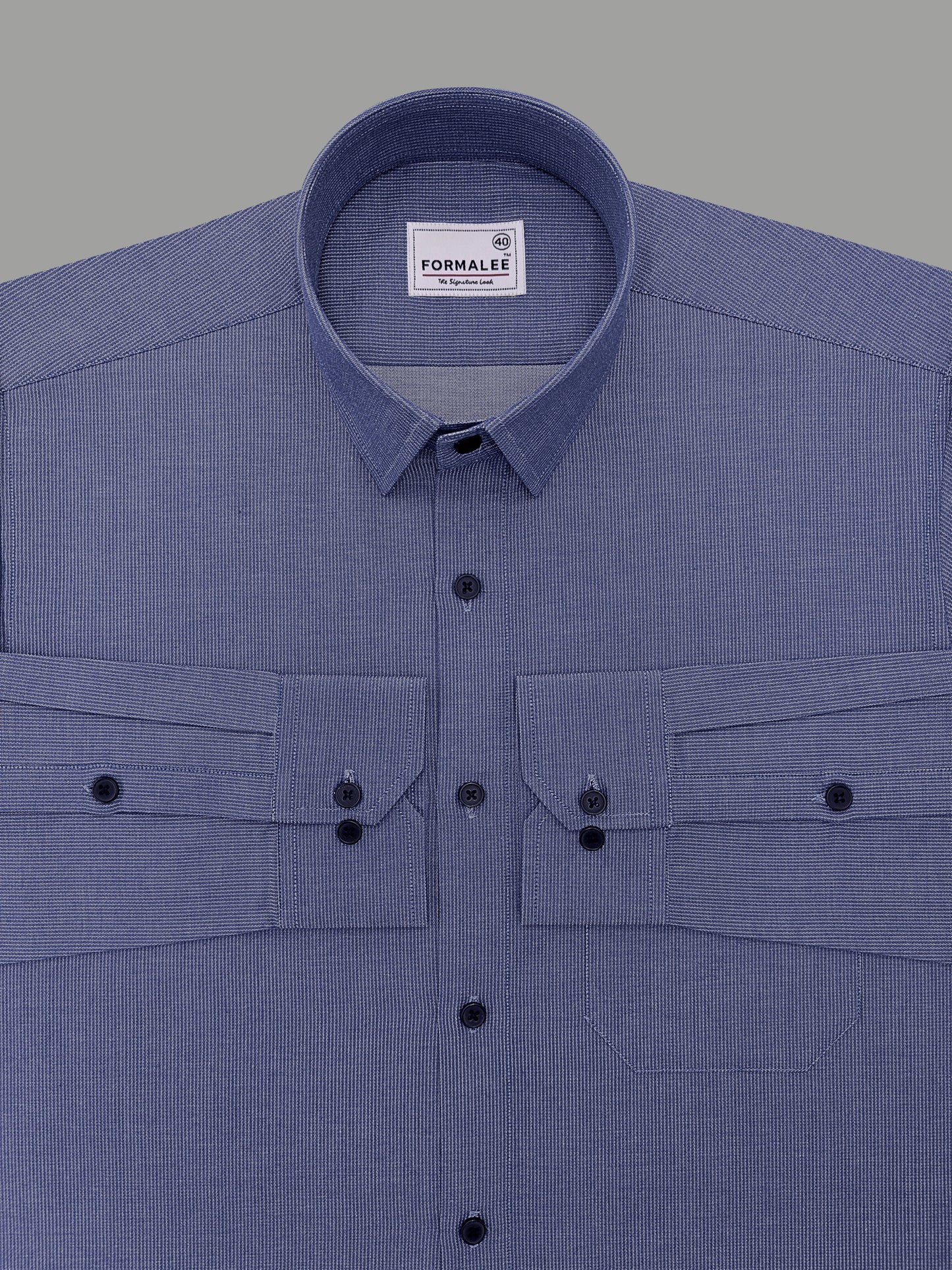 Premium Cotton Atelier Chambray Blue Formal Shirt