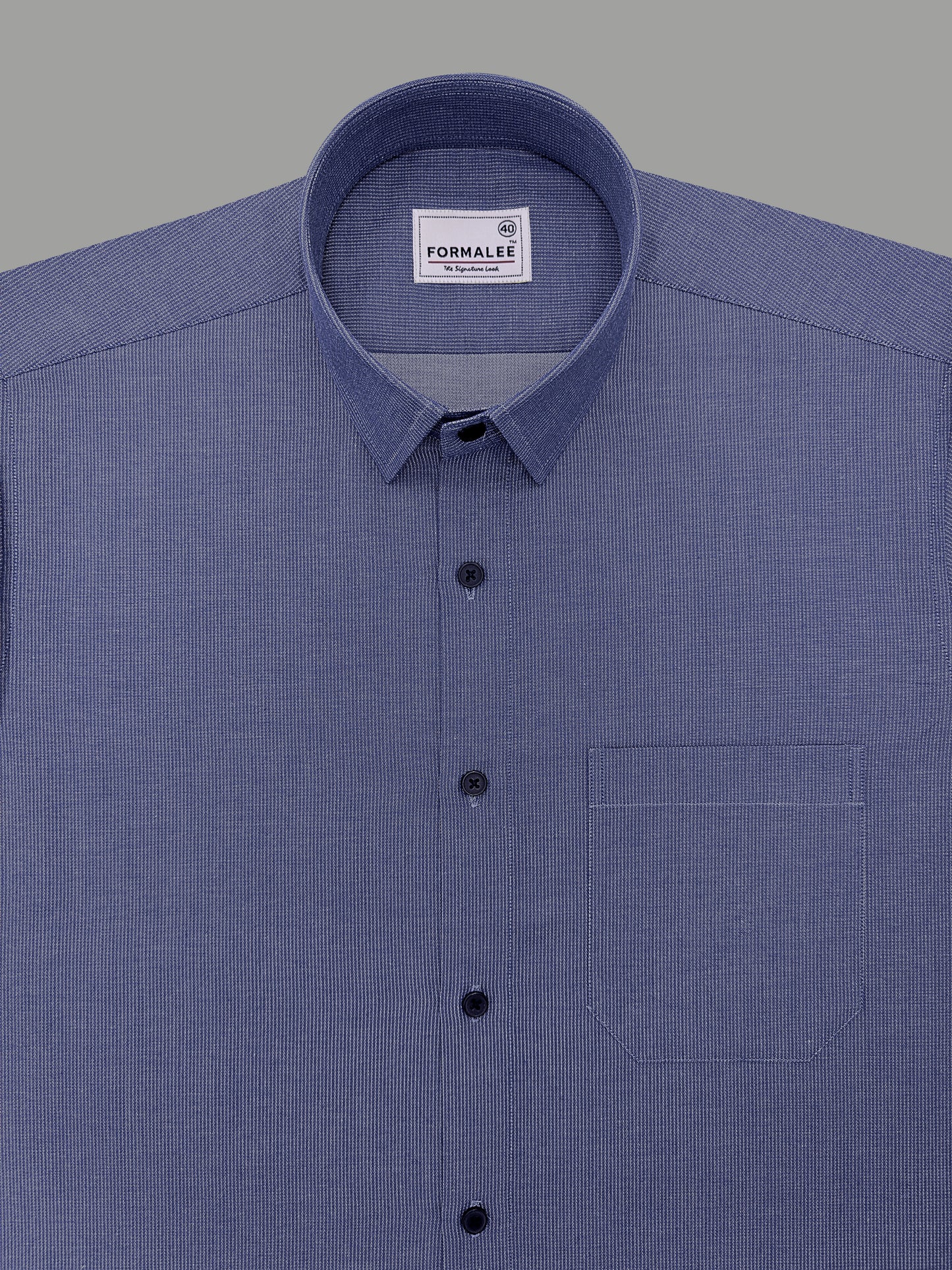Premium Cotton Atelier Chambray Blue Formal Shirt