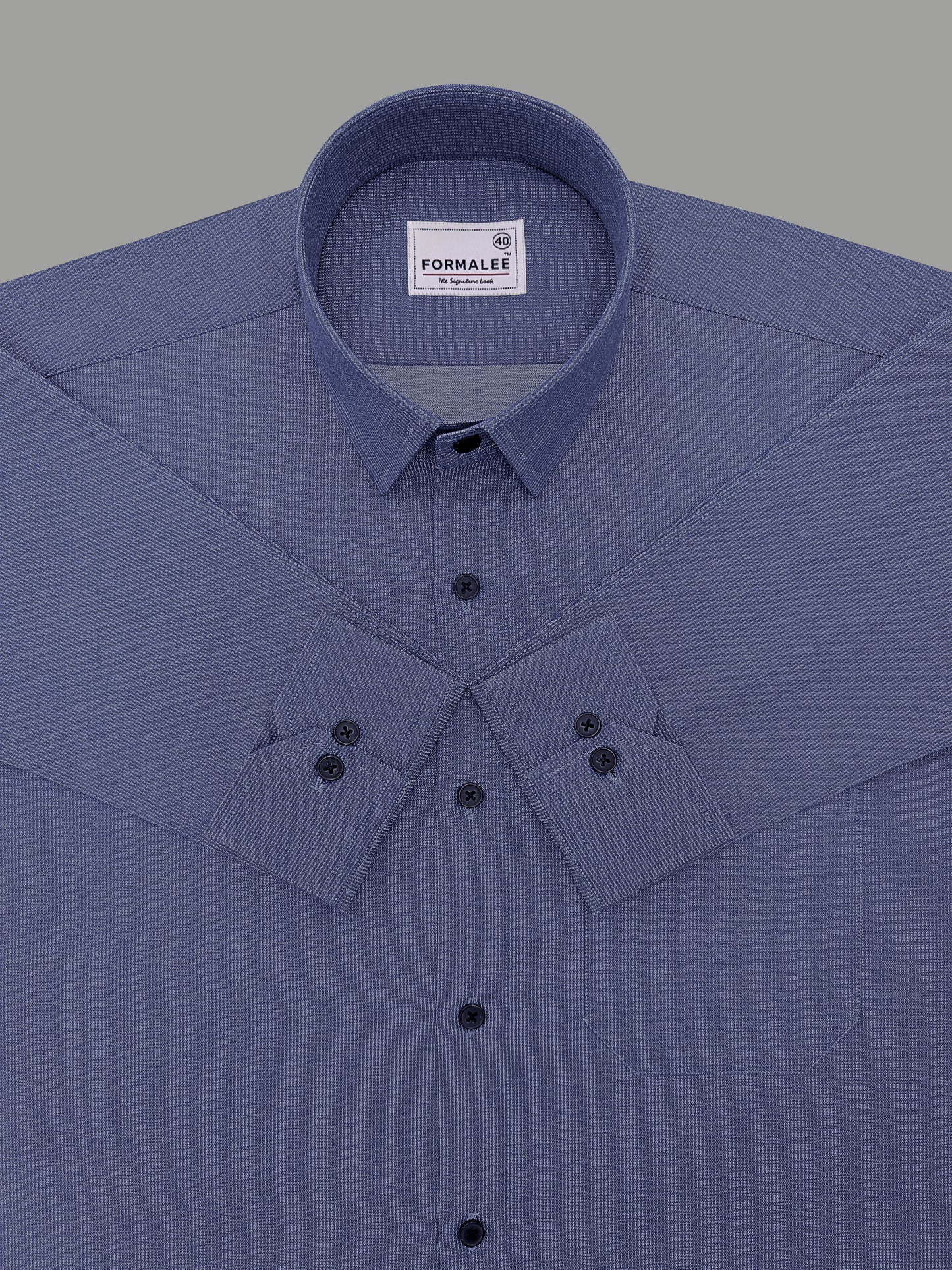 Premium Cotton Atelier Chambray Blue Formal Shirt