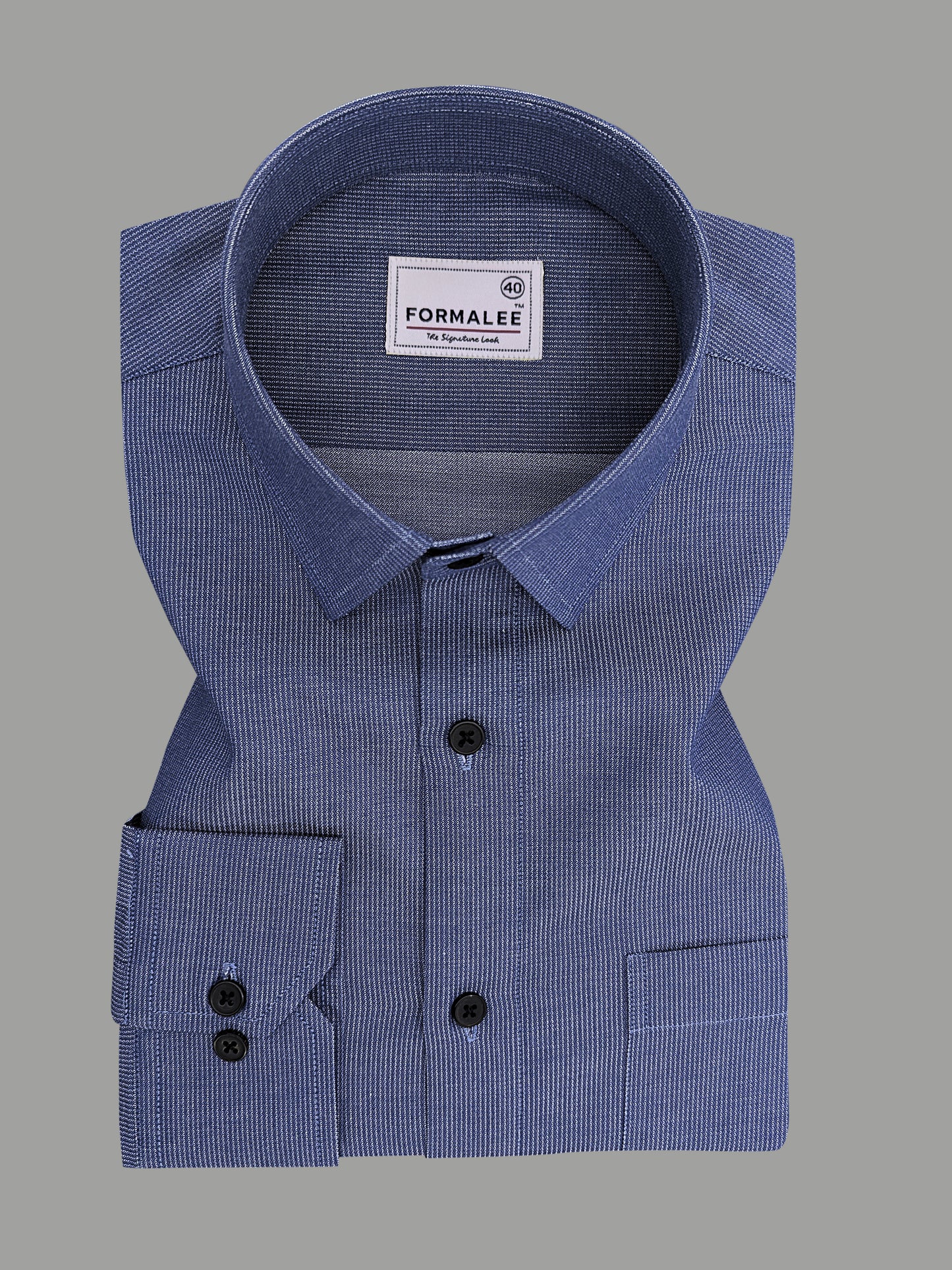 Premium Cotton Atelier Chambray Blue Formal Shirt