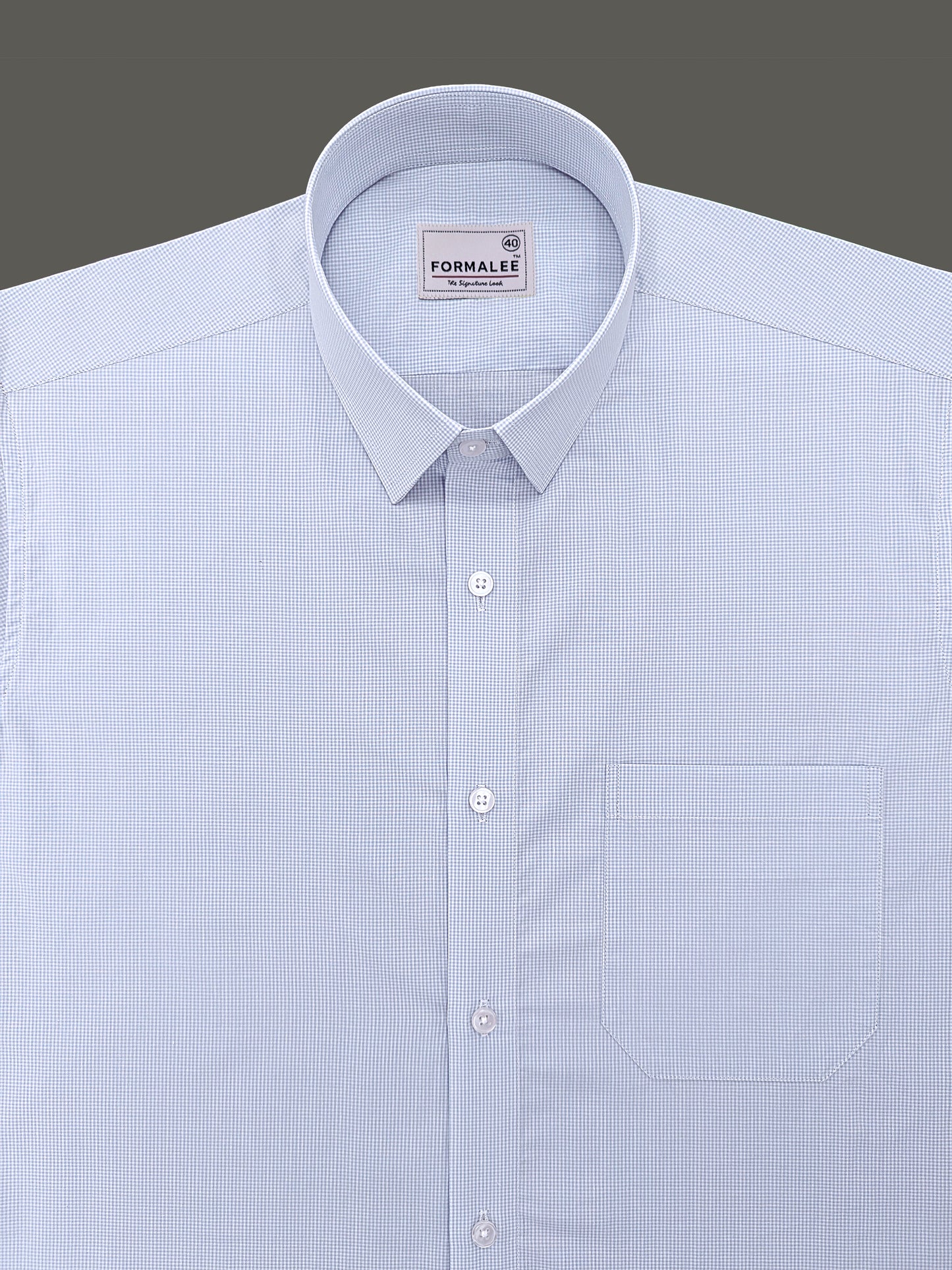 Finest Cotton Elanor Cloud Blue Gingham Formal Shirt For Men