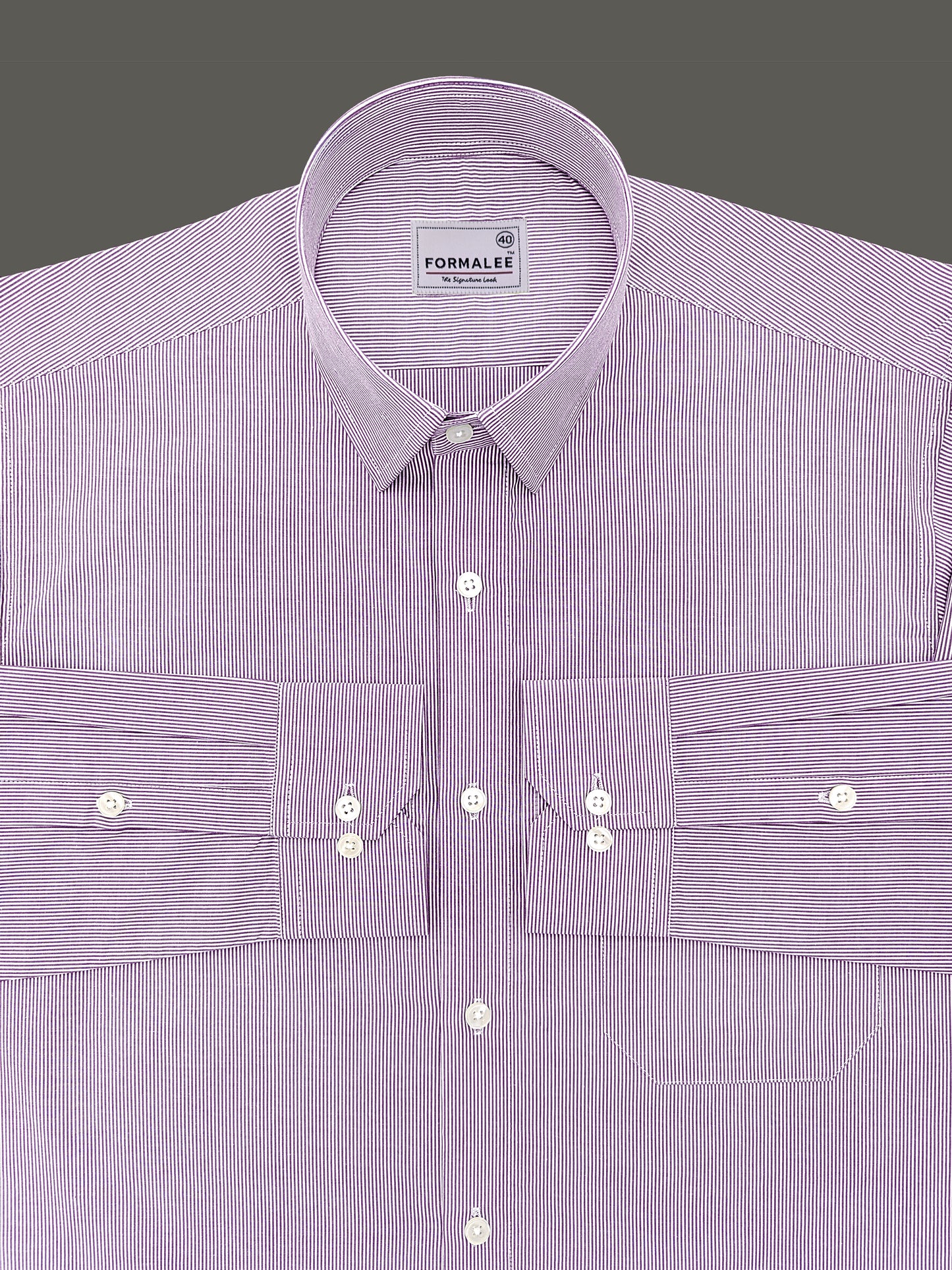Finest Cotton Elanor Mulberry Wine Line Formal Shirt For Men
