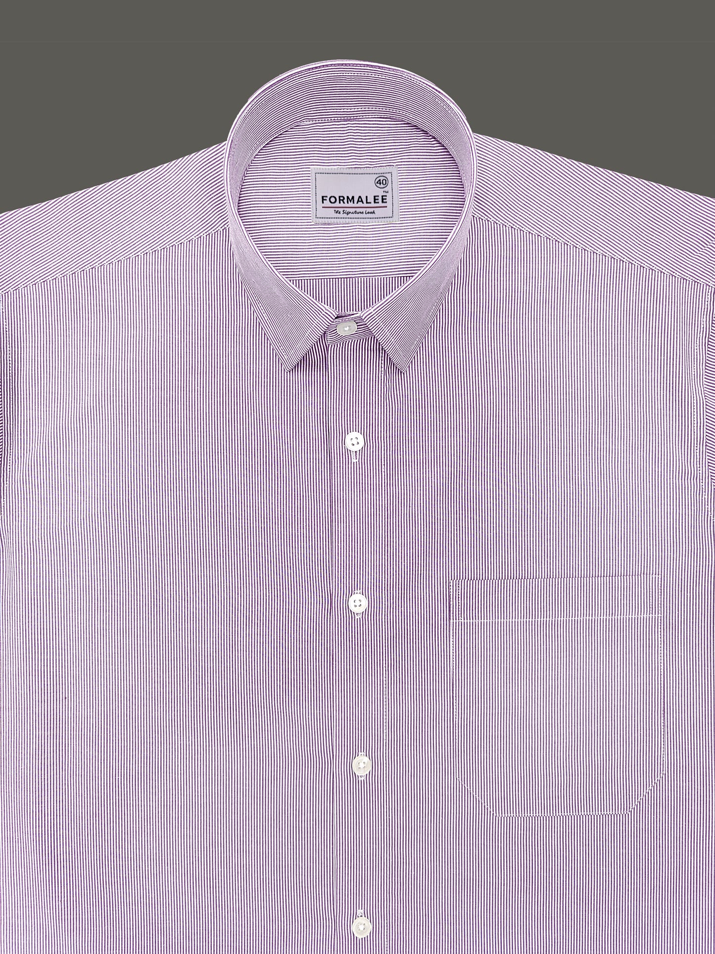 Finest Cotton Elanor Mulberry Wine Line Formal Shirt For Men