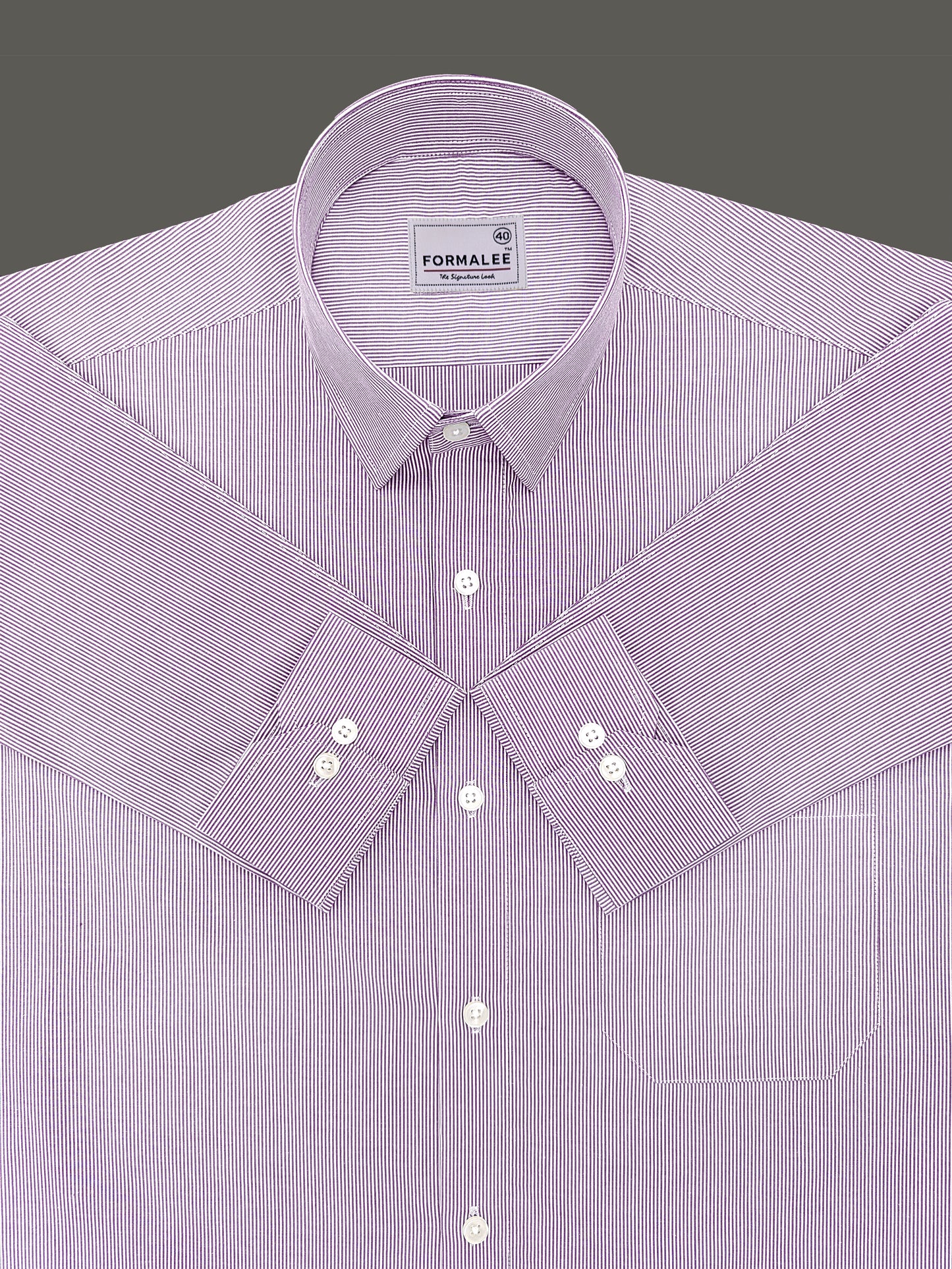 Finest Cotton Elanor Mulberry Wine Line Formal Shirt For Men