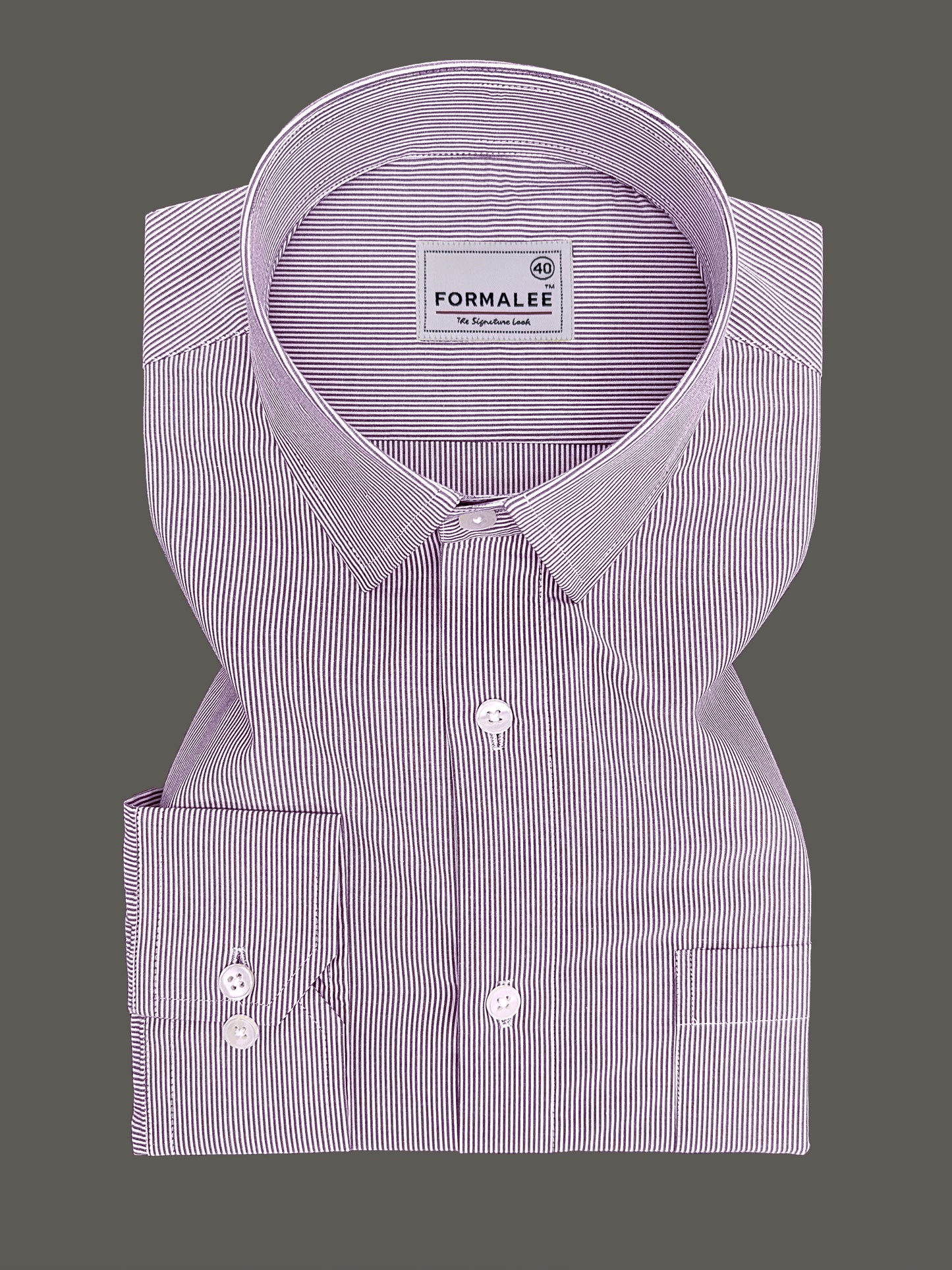 Finest Cotton Elanor Mulberry Wine Line Formal Shirt For Men