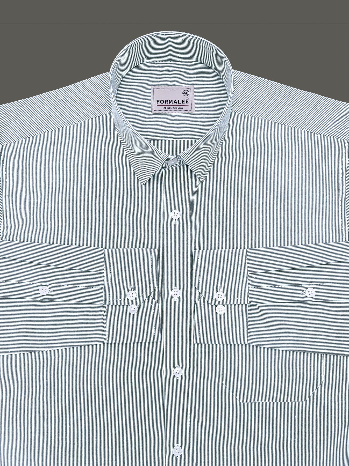 Finest Cotton Elanor Mountain Green Line Formal Shirt For Men