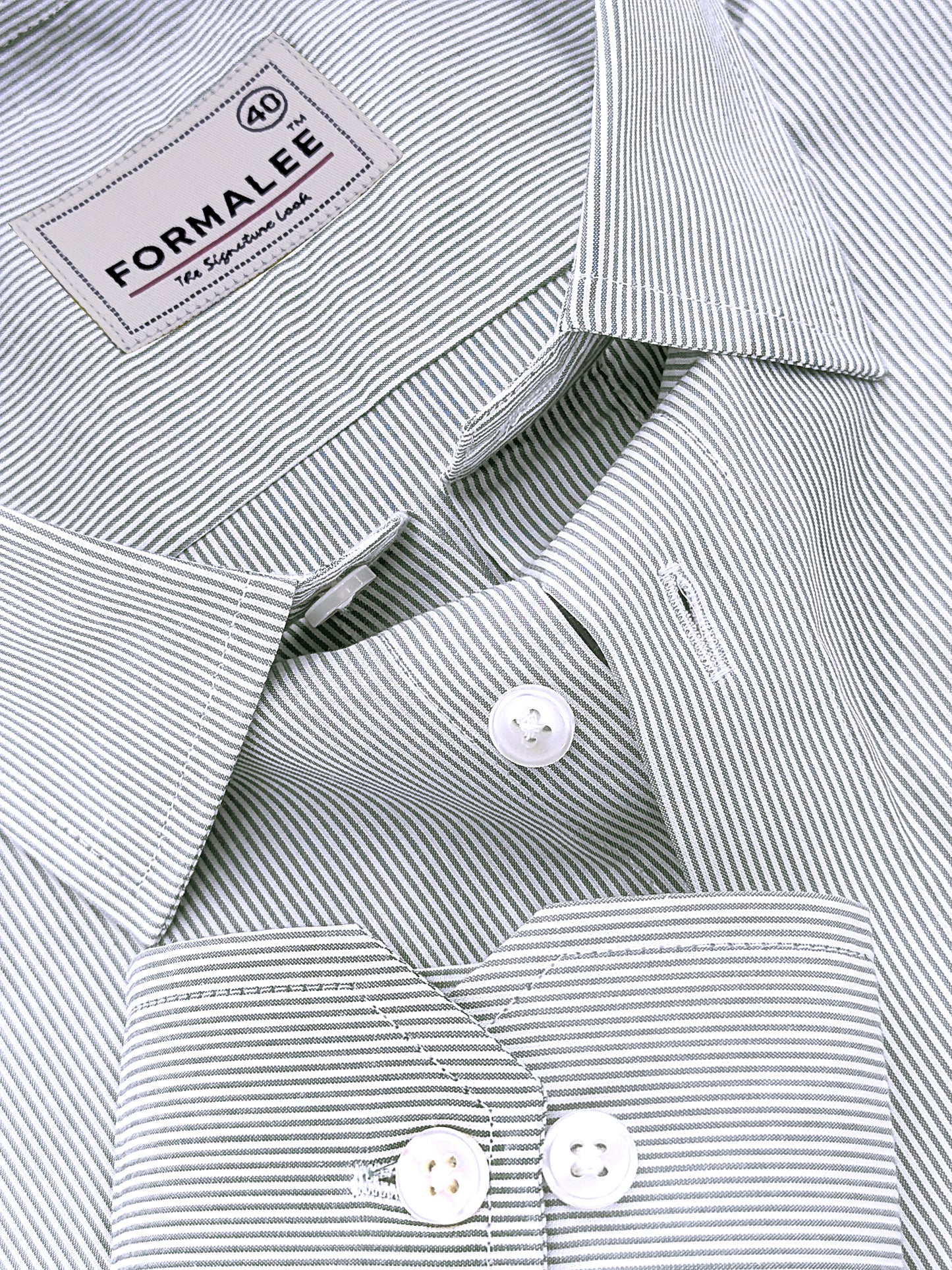 Finest Cotton Elanor Mountain Green Line Formal Shirt For Men