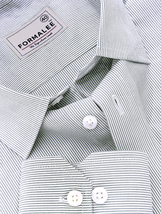 Finest Cotton Elanor Mountain Green Line Formal Shirt For Men