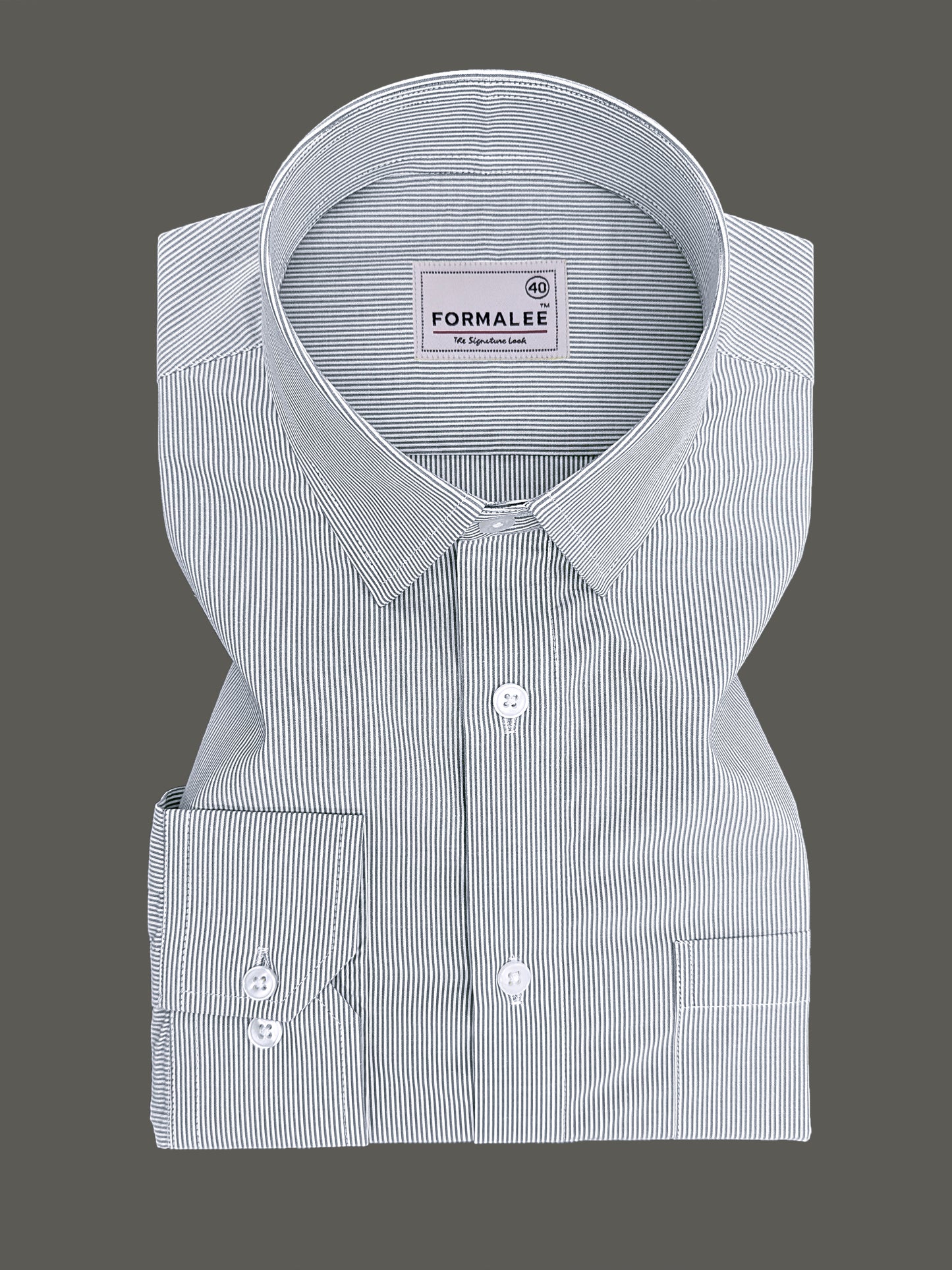 Finest Cotton Elanor Mountain Green Line Formal Shirt For Men