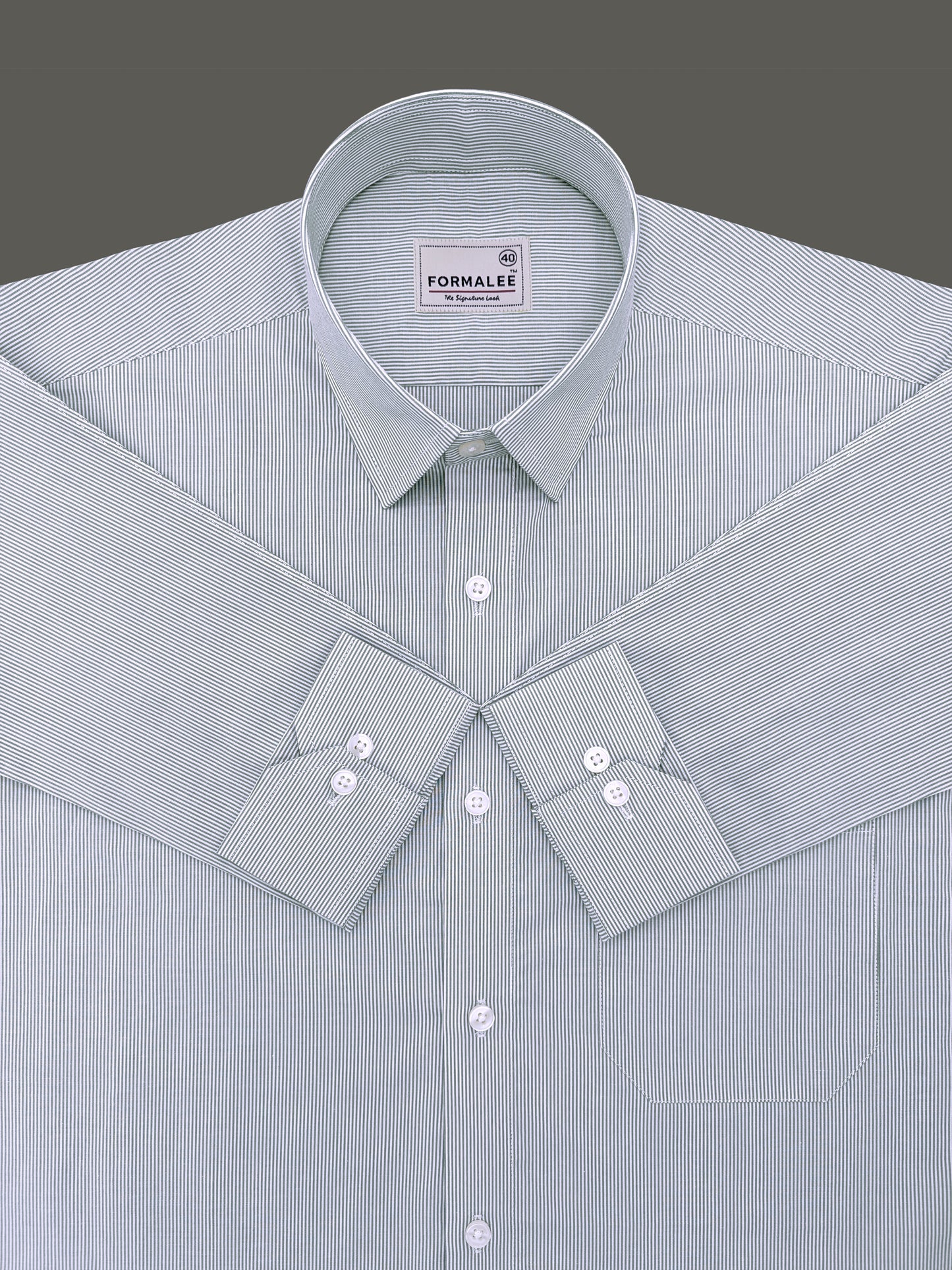 Finest Cotton Elanor Mountain Green Line Formal Shirt For Men