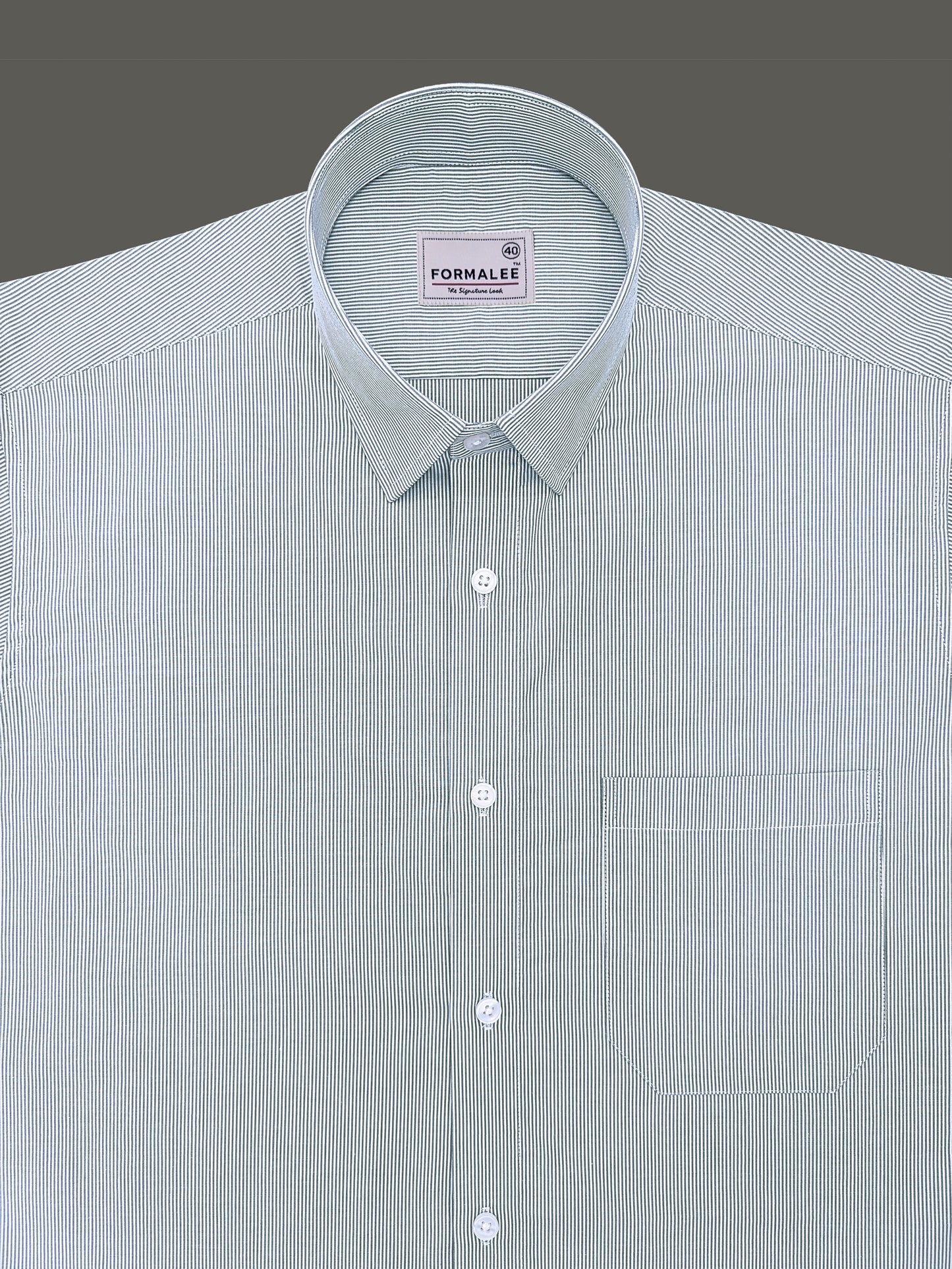 Finest Cotton Elanor Mountain Green Line Formal Shirt For Men