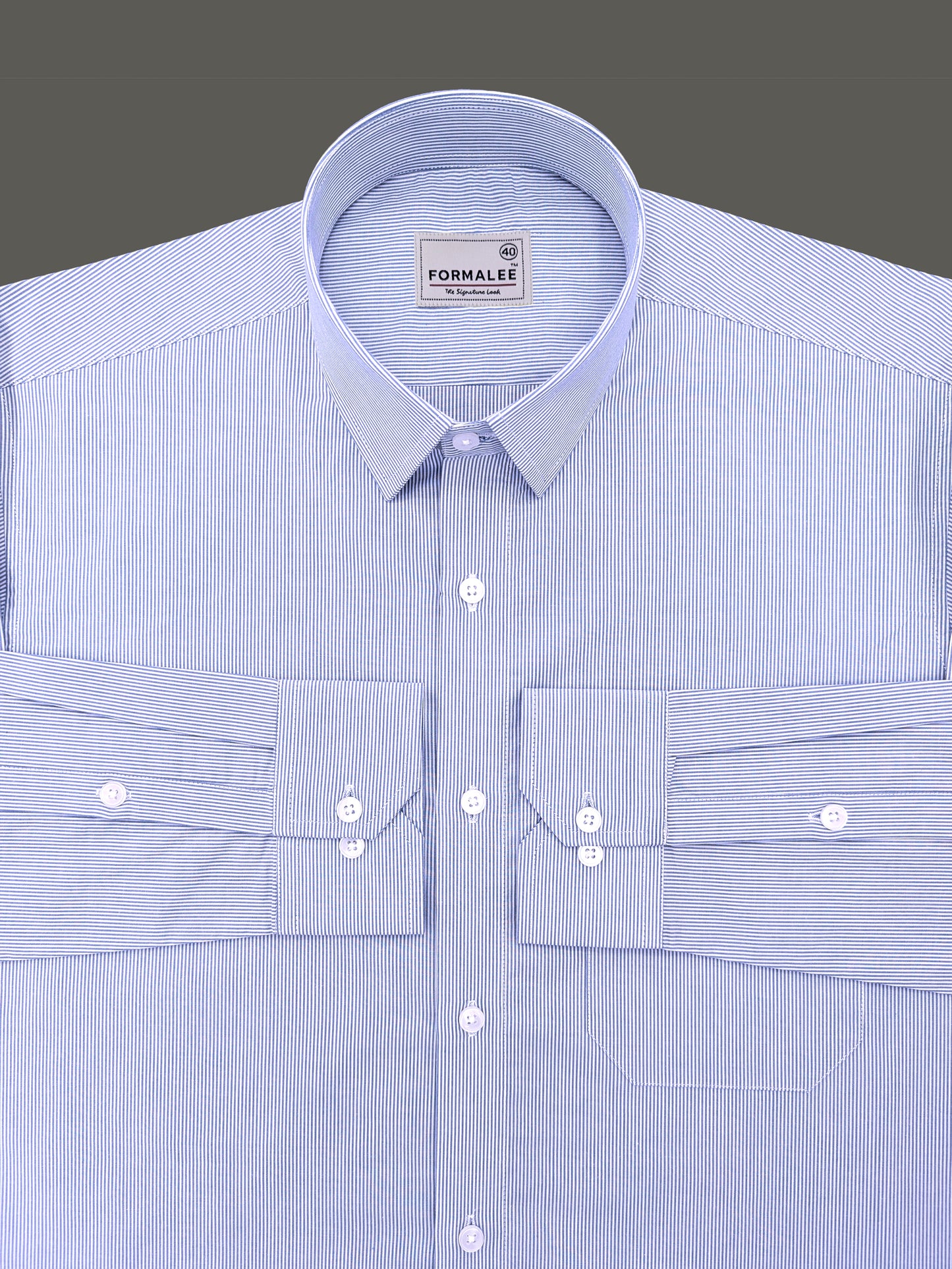 Finest Cotton Elanor Marine Blue Line Formal Shirt For Men