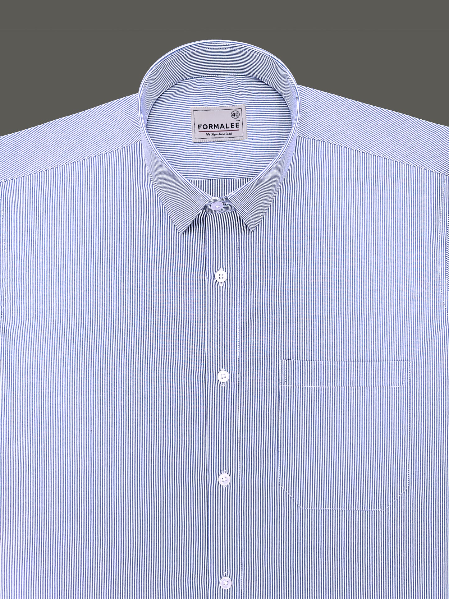 Finest Cotton Elanor Marine Blue Line Formal Shirt For Men