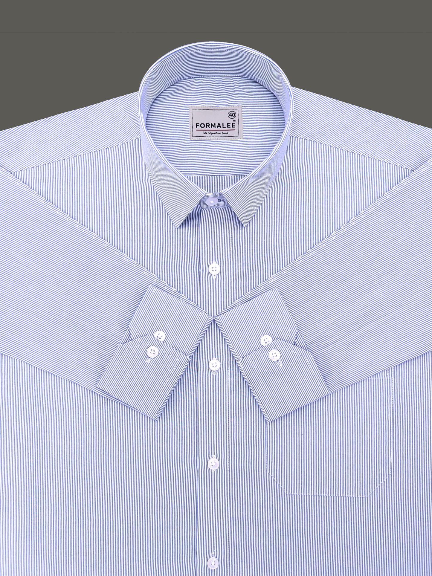 Finest Cotton Elanor Marine Blue Line Formal Shirt For Men