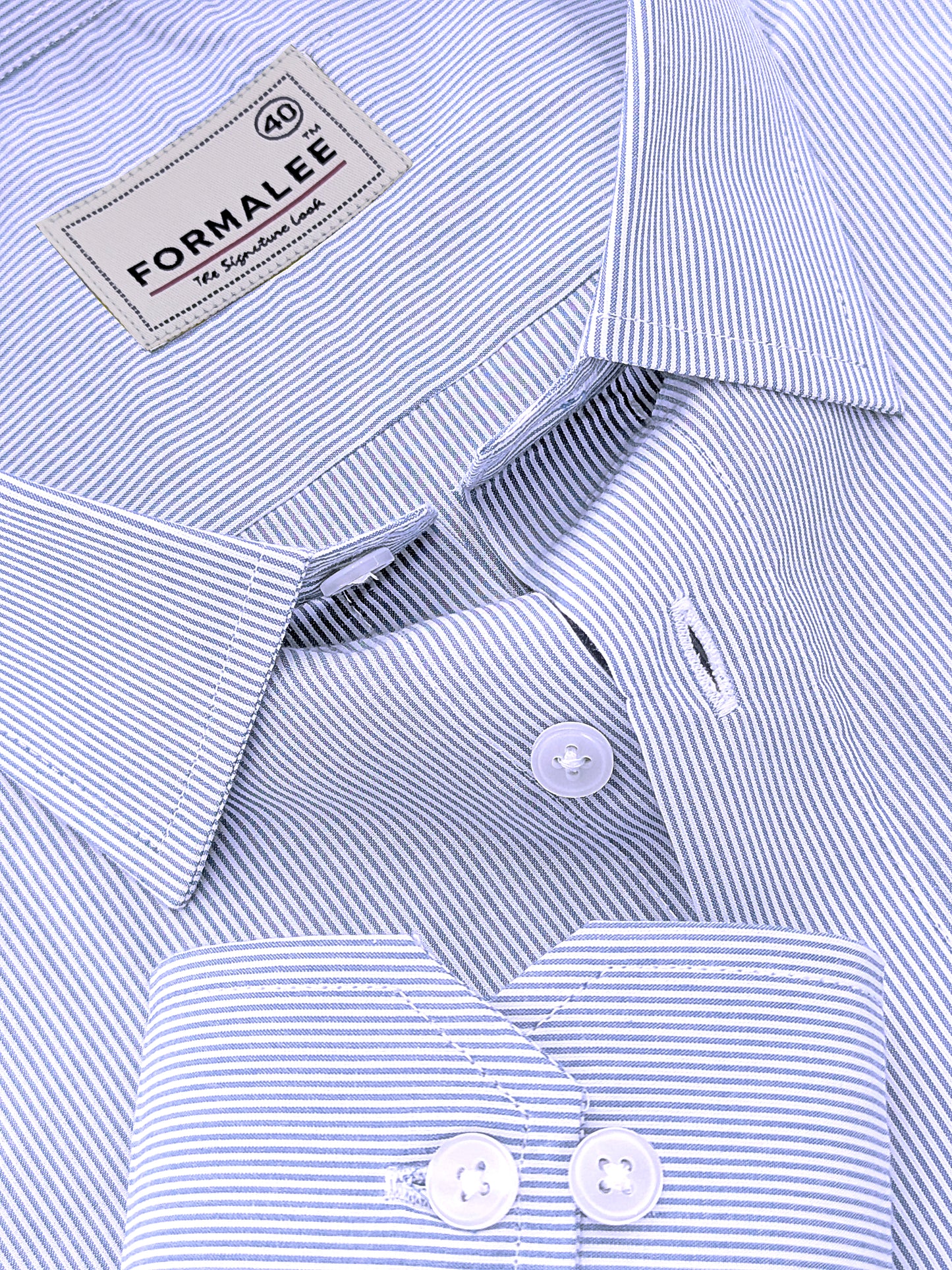 Finest Cotton Elanor Marine Blue Line Formal Shirt For Men