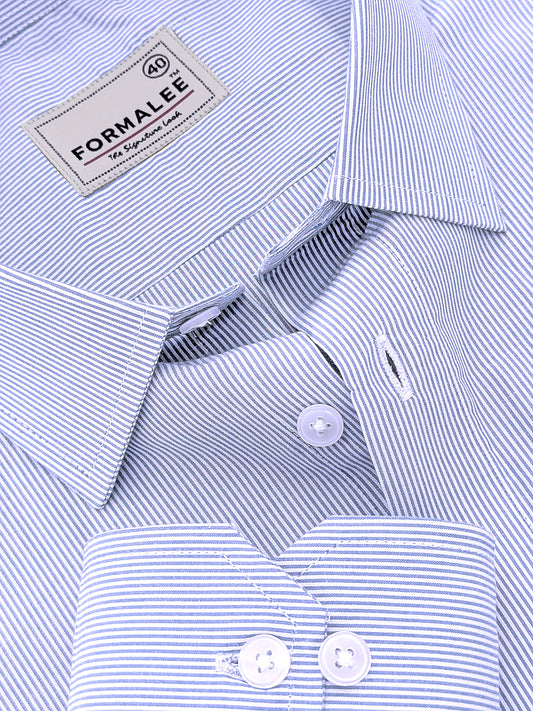 Finest Cotton Elanor Marine Blue Line Formal Shirt For Men