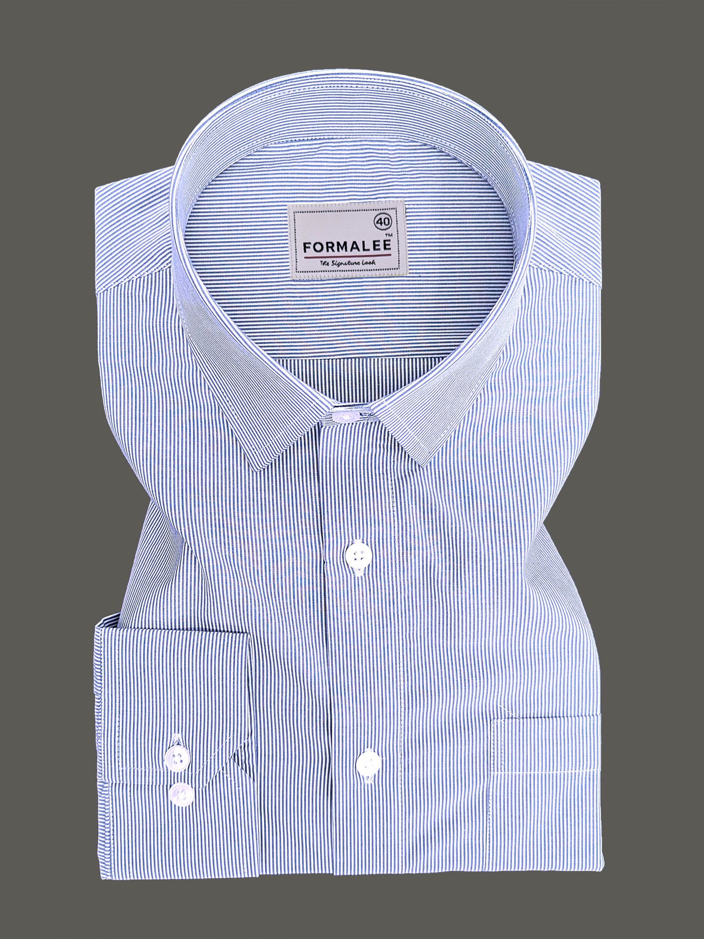 Finest Cotton Elanor Marine Blue Line Formal Shirt For Men