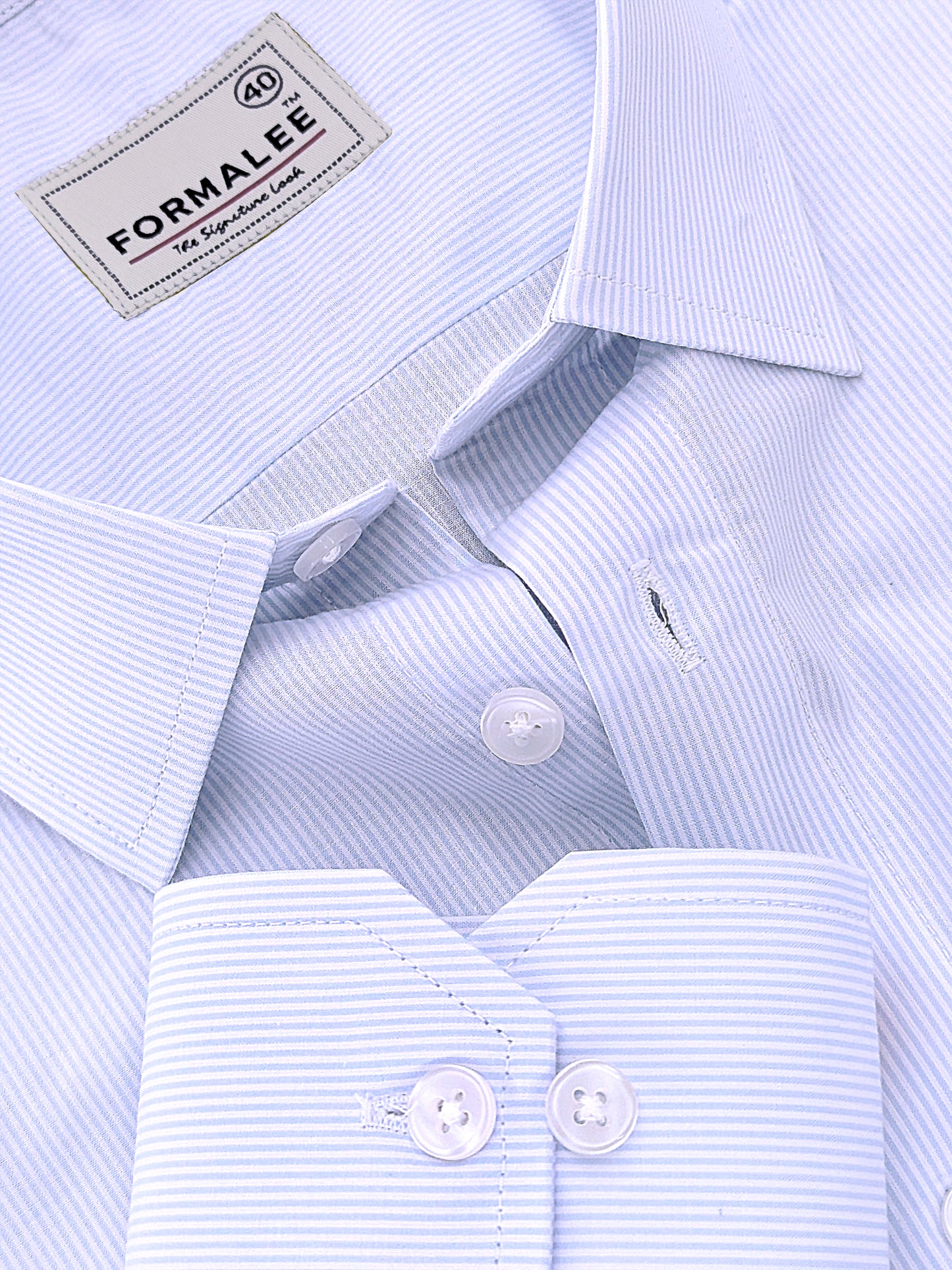 Finest Cotton Elanor Ice Blue Line Formal Shirt For Men
