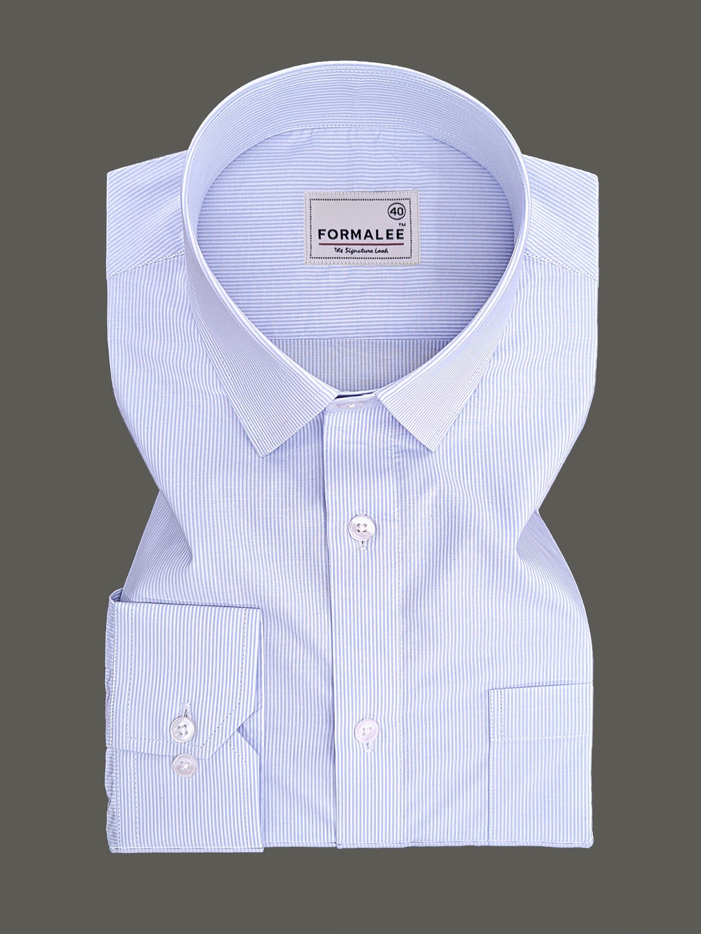 Finest Cotton Elanor Ice Blue Line Formal Shirt For Men