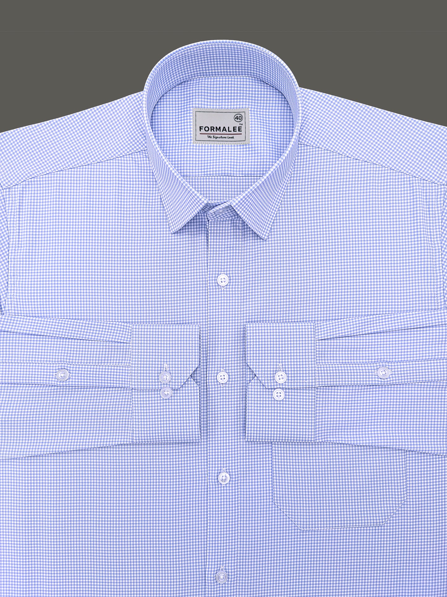 Marbella Ruddy Blue Houndstooth Check Designer Shirt