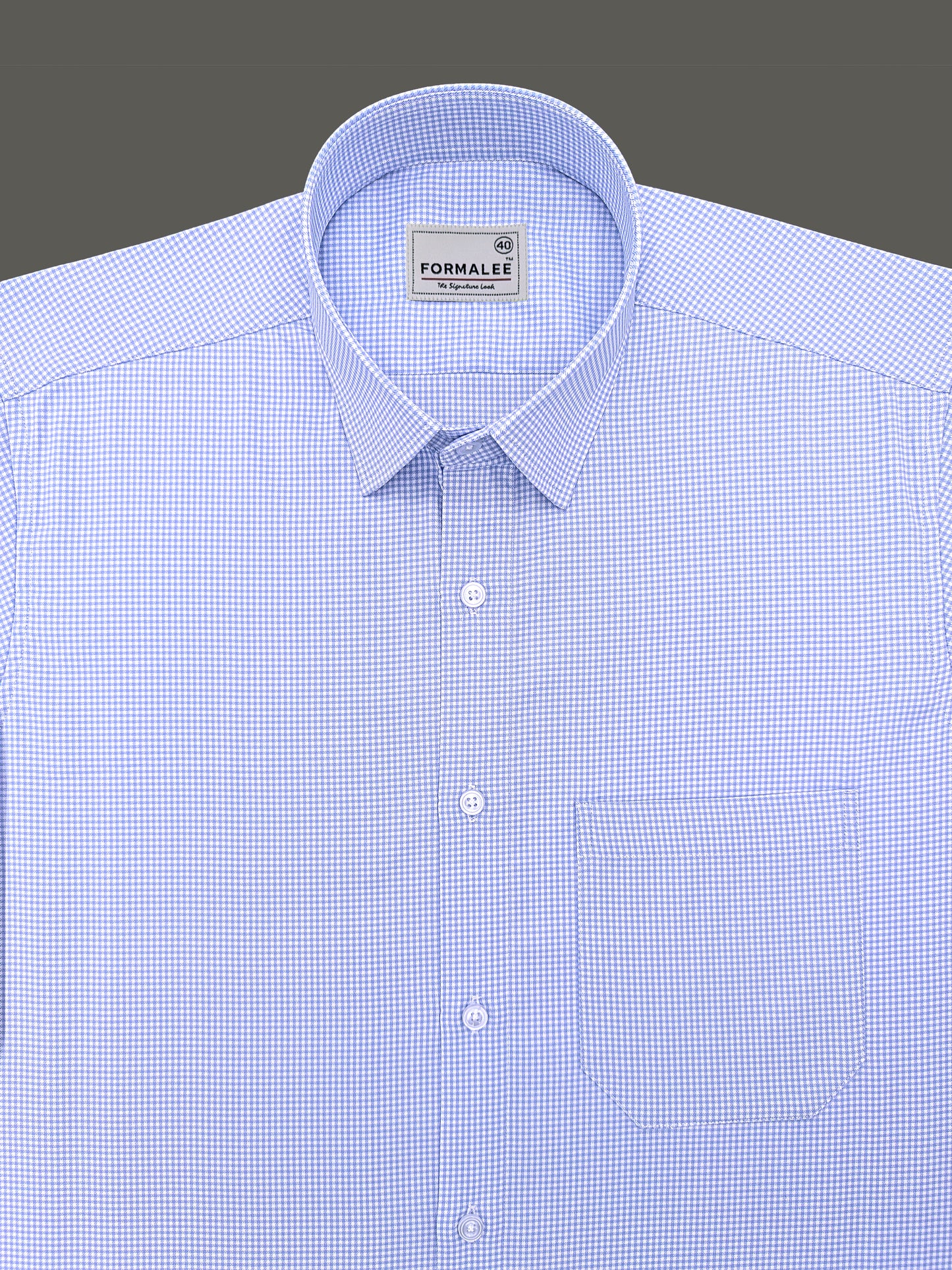 Marbella Ruddy Blue Houndstooth Check Designer Shirt