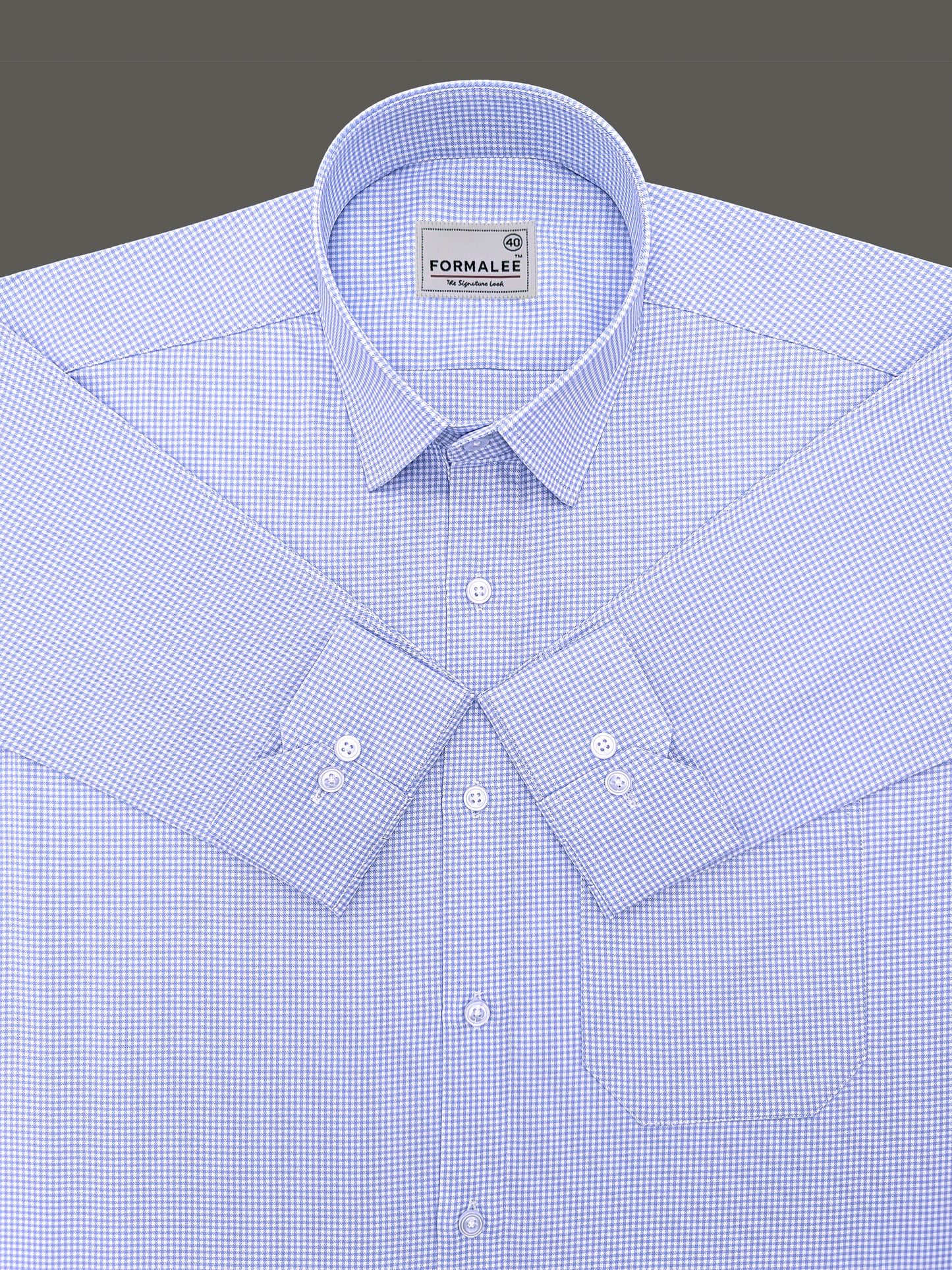 Marbella Ruddy Blue Houndstooth Check Designer Shirt