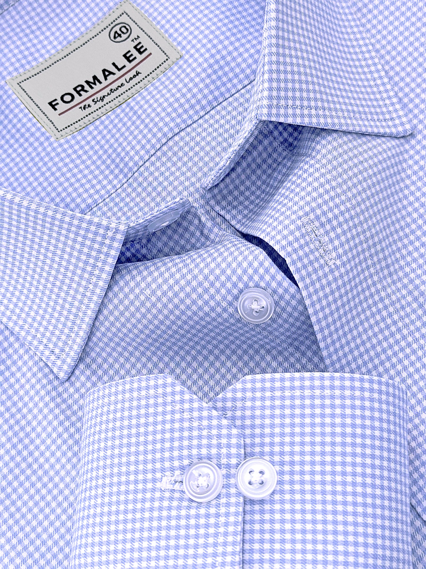 Marbella Ruddy Blue Houndstooth Check Designer Shirt