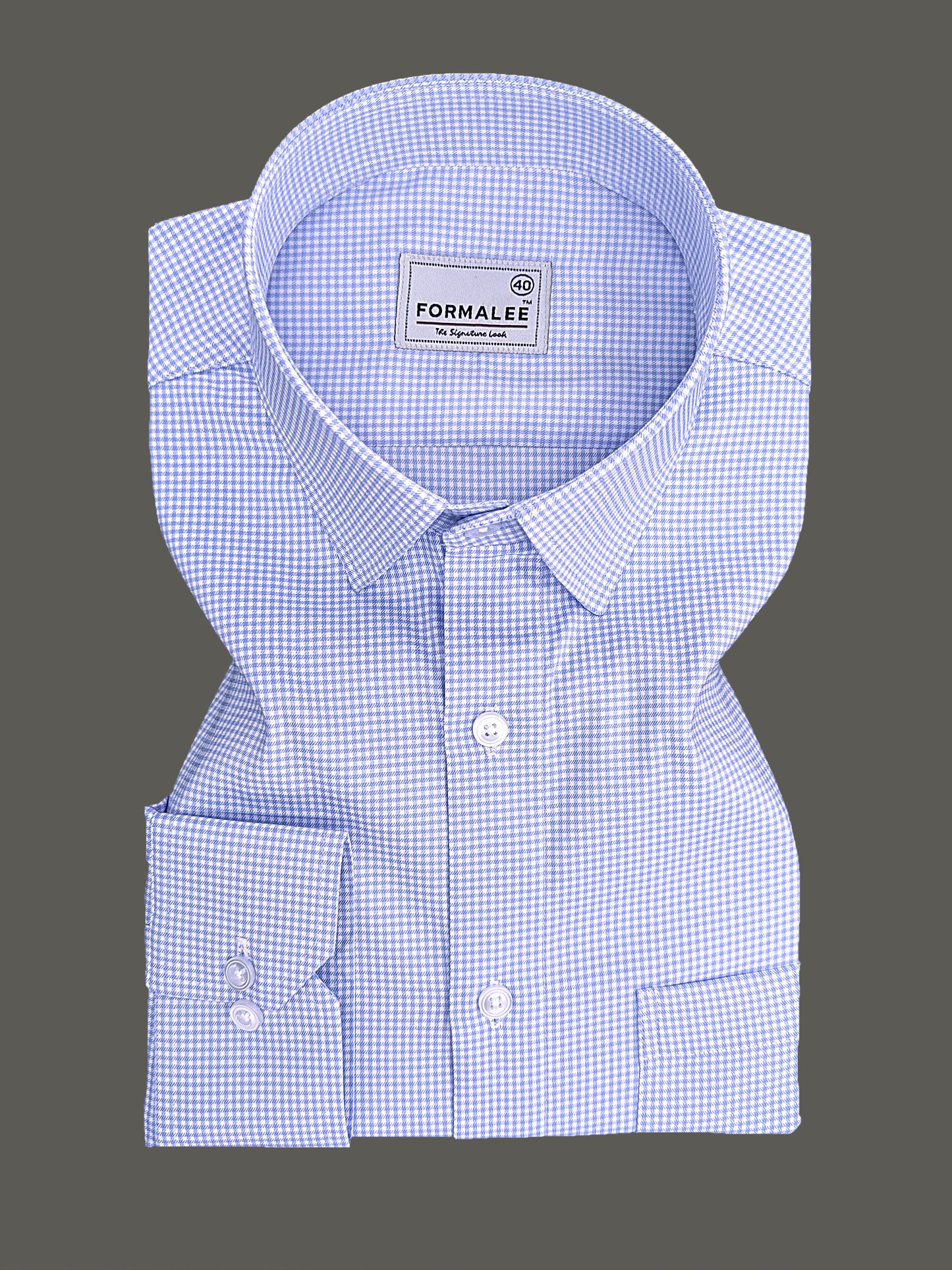 Marbella Ruddy Blue Houndstooth Check Designer Shirt
