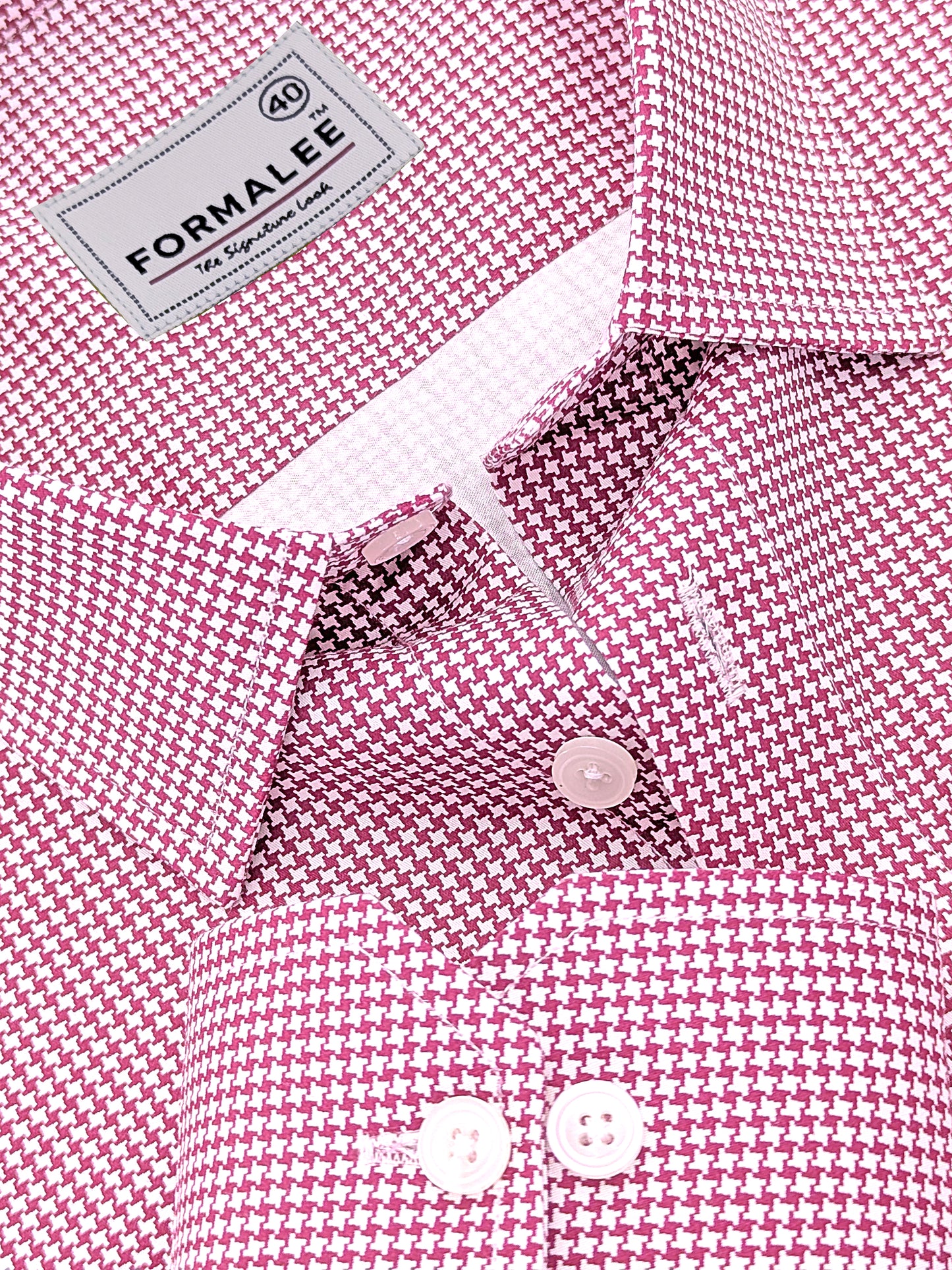 Marbella Maroon Houndstooth Check Giza Cotton Shirt