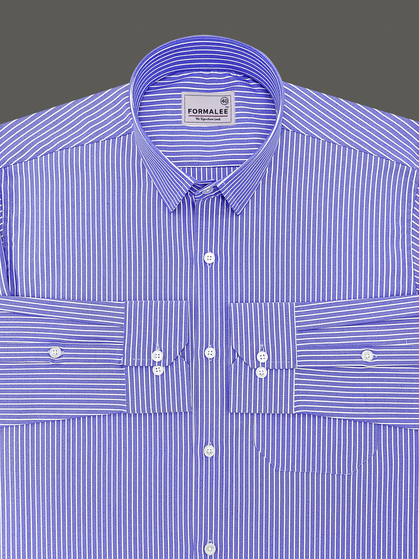 Bellique White Line On Neon Blue Formal Shirt