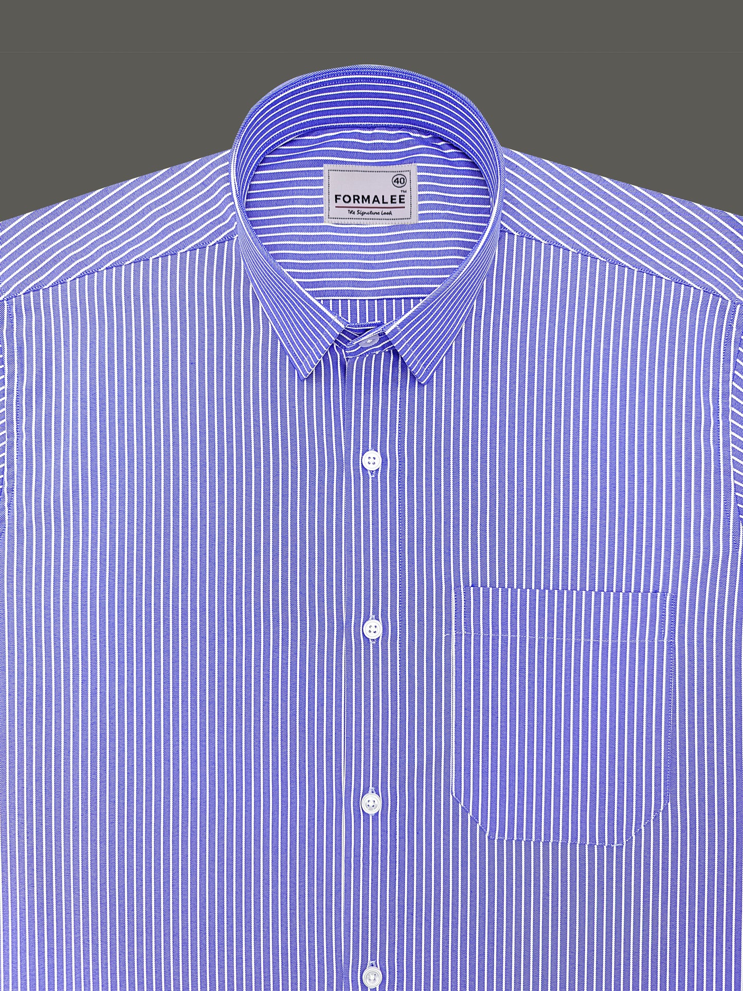 Bellique White Line On Neon Blue Formal Shirt