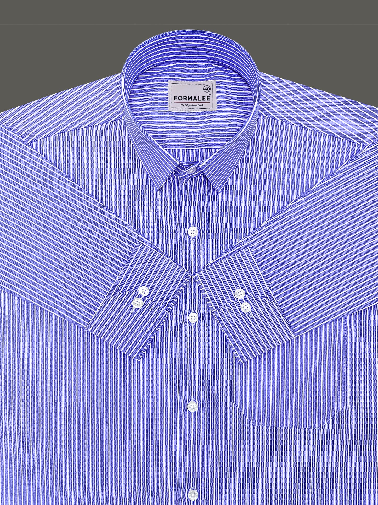 Bellique White Line On Neon Blue Formal Shirt