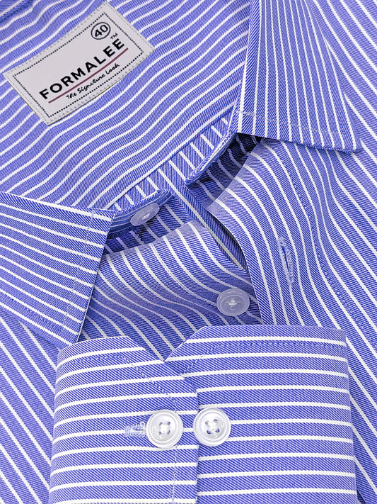 Bellique White Line On Neon Blue Formal Shirt