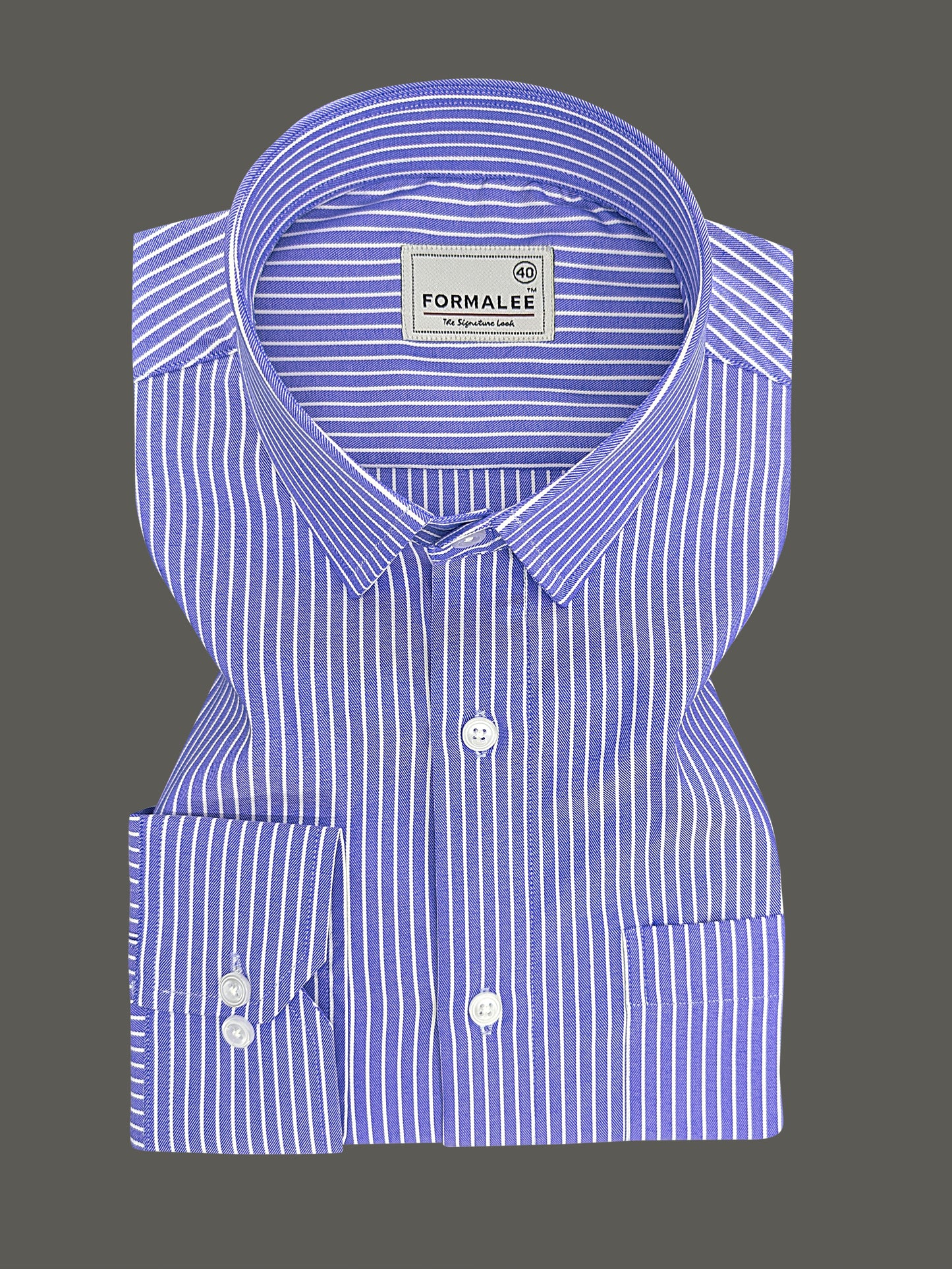 Bellique White Line On Neon Blue Formal Shirt