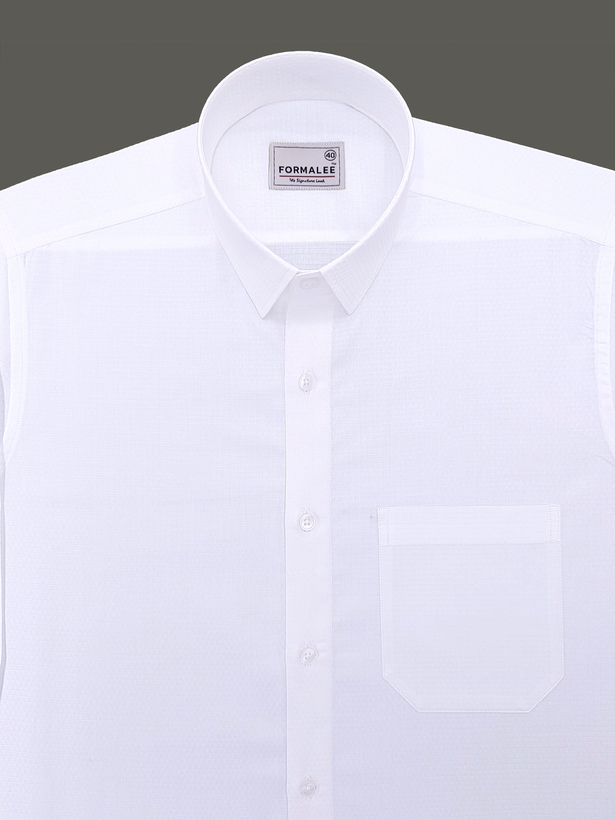 Premium Cotton Self Design White Formal Shirt
