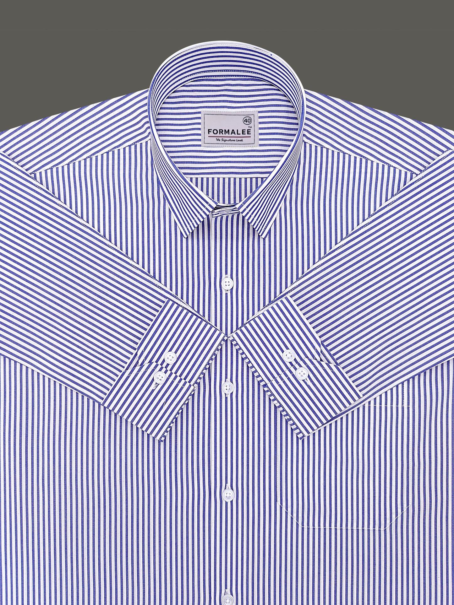 Bespoke Premium Cotton Midnight Blue Stripe On White Formal Shirt