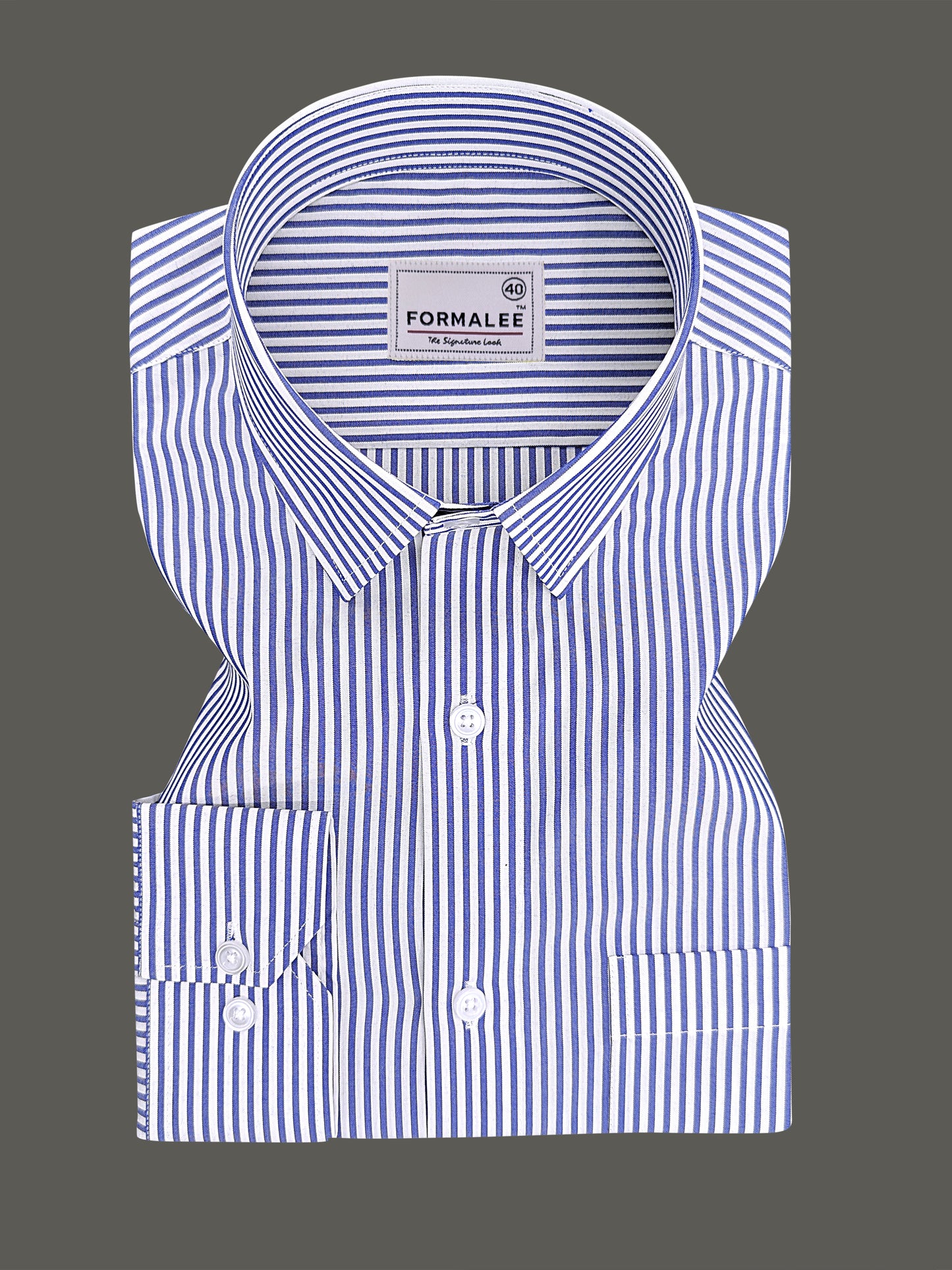 Bespoke Premium Cotton Midnight Blue Stripe On White Formal Shirt