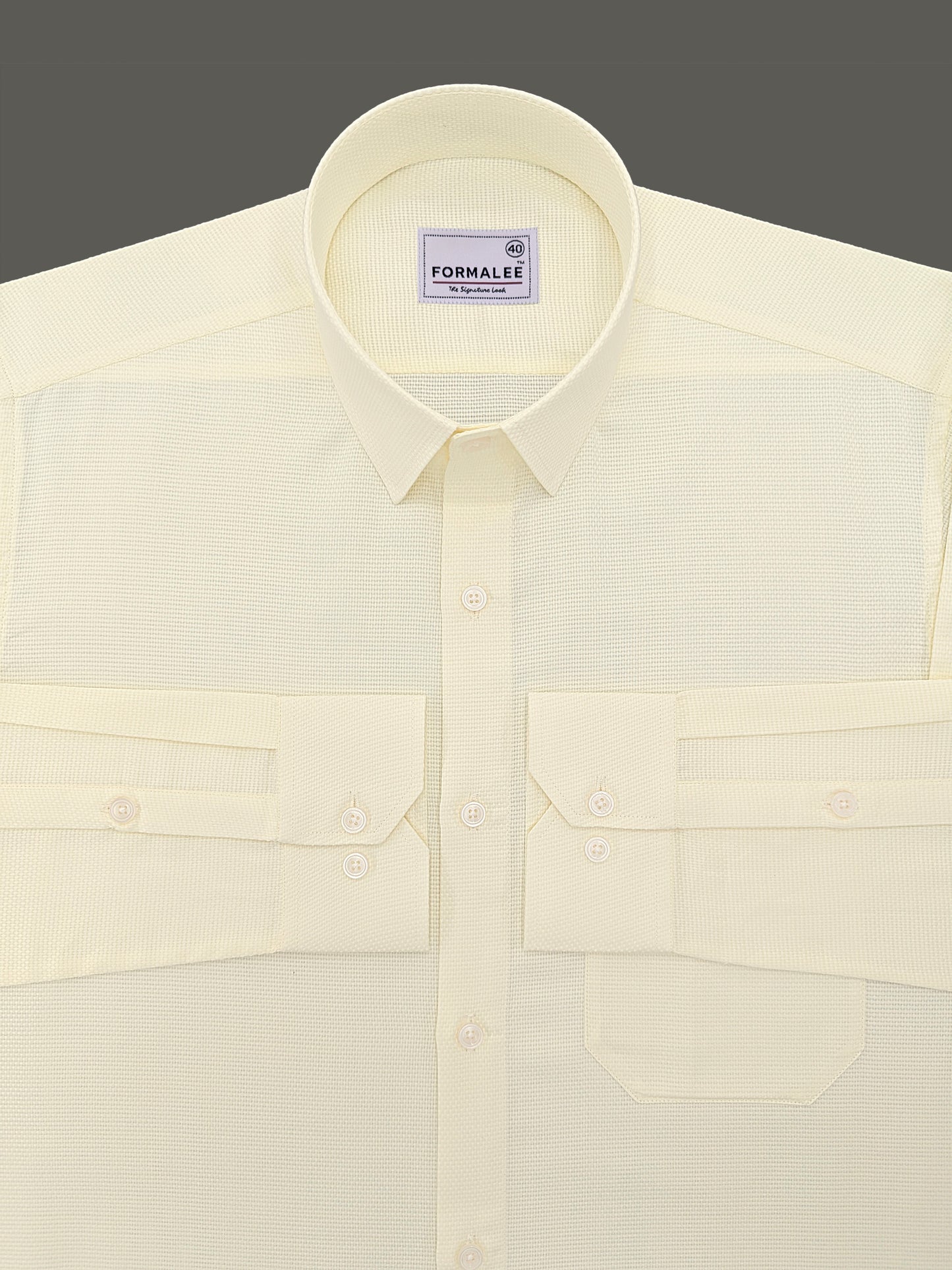 Marbella Designer Cotton Custard Yellow Formal Shirt