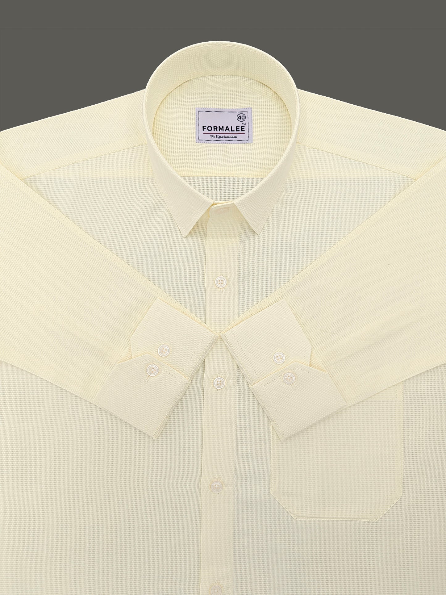 Marbella Designer Cotton Custard Yellow Formal Shirt