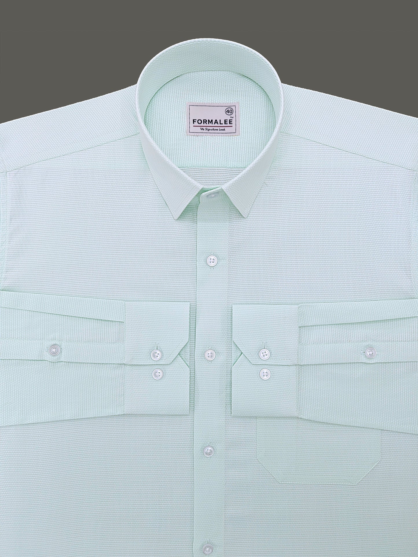 Marbella Designer Cotton Sea Mist Formal Shirt