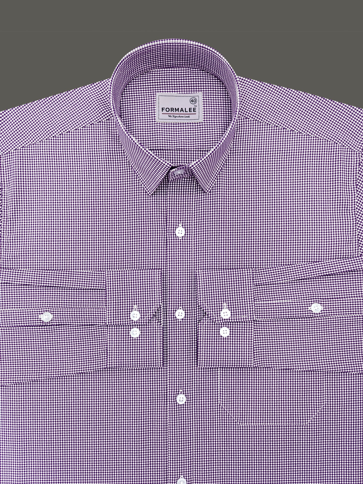 Marbella Purple Houndstooth Check Designer Shirt
