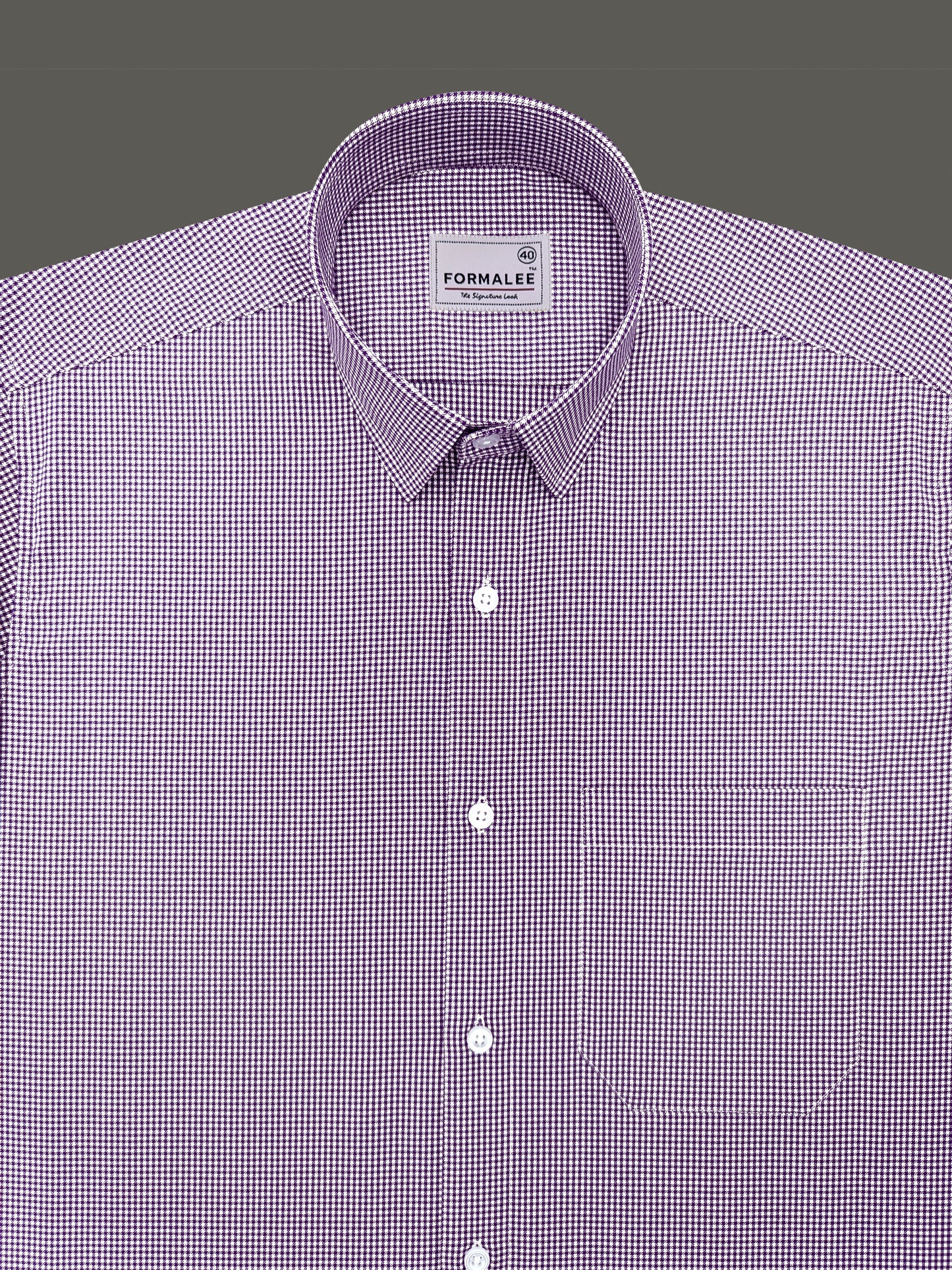 Marbella Purple Houndstooth Check Designer Shirt